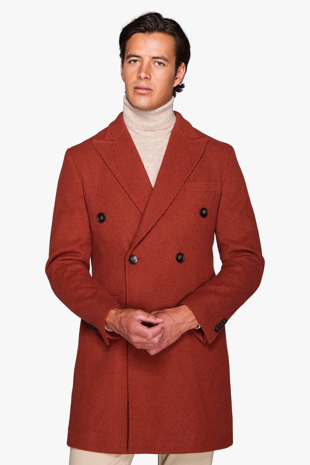 Cappotto doppiopetto cavalry coccio "Pompei"-Dan John