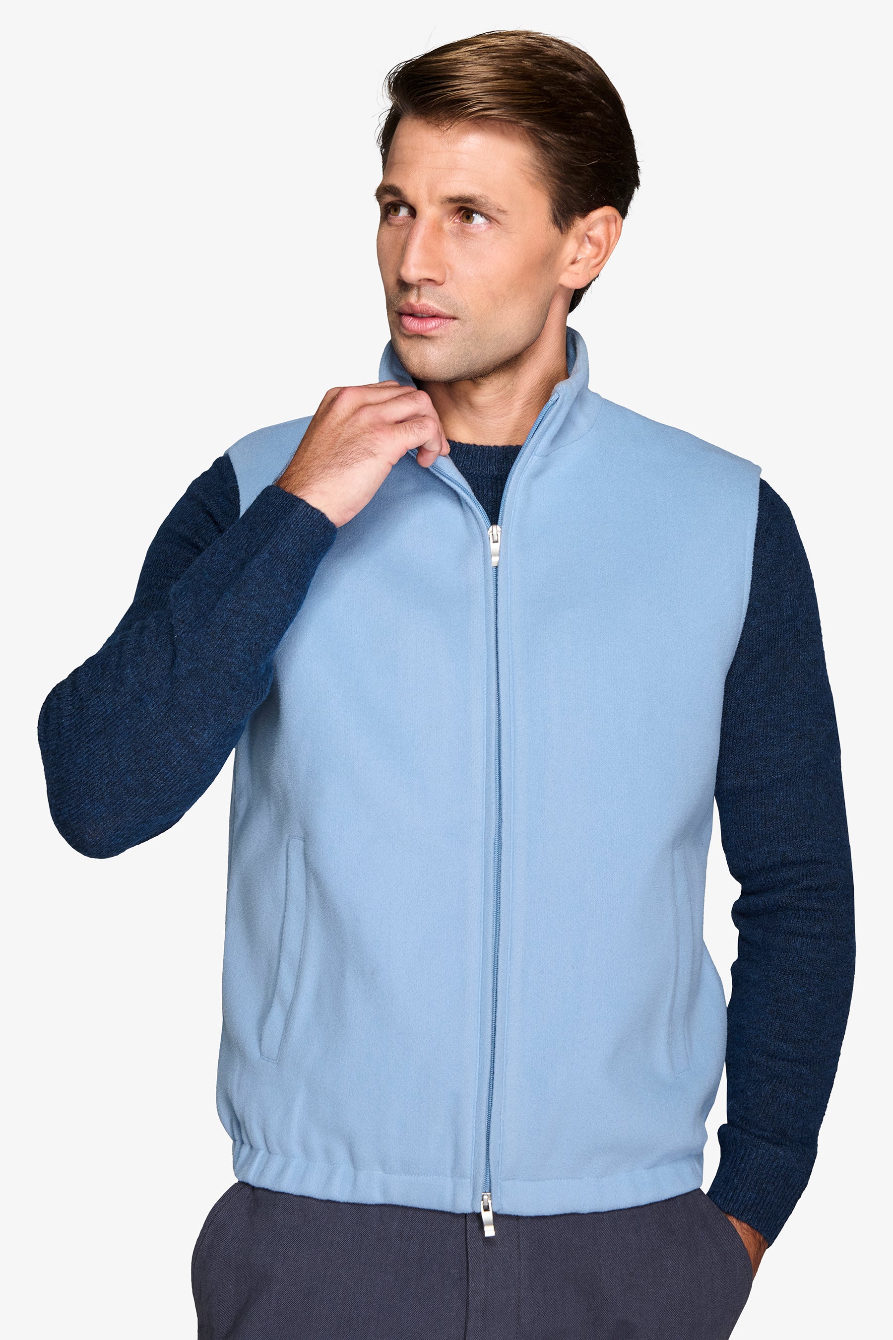 Smanicato full zip celeste-Dan John