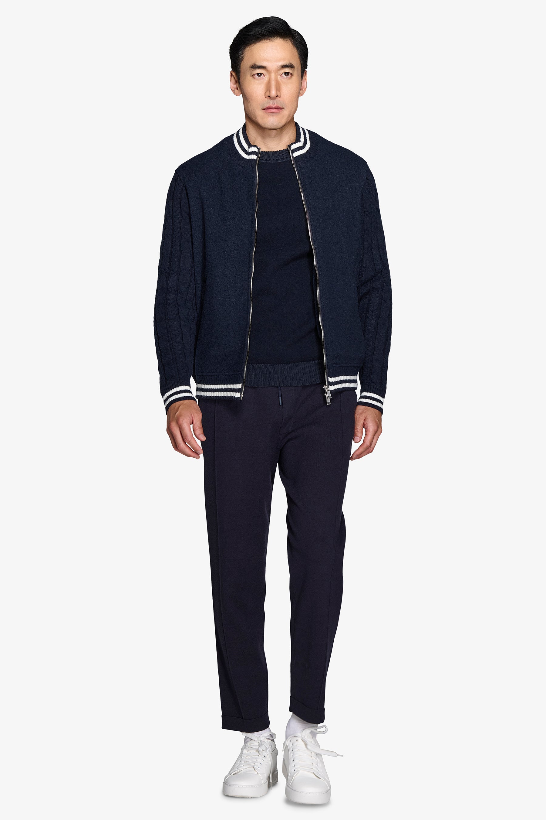 Bomber con maniche in jersey DNJ blu-Dan John