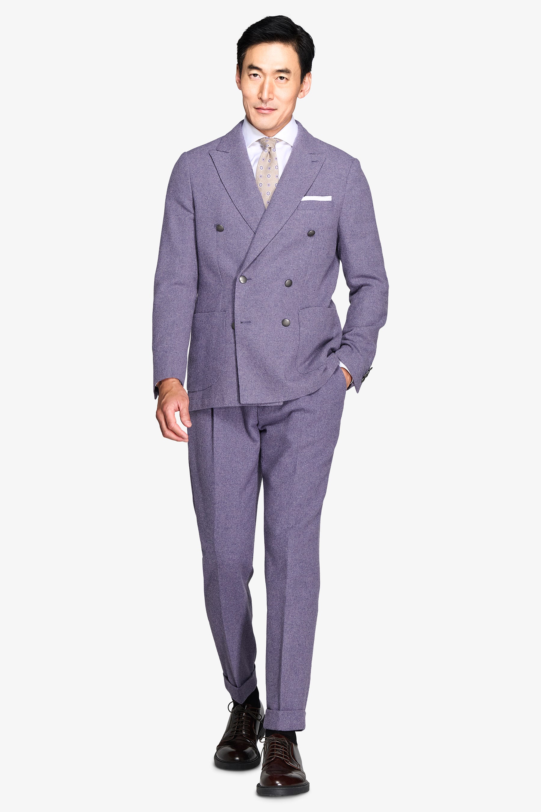 Giacca da abito doppiopetto flanella viola-Dan John