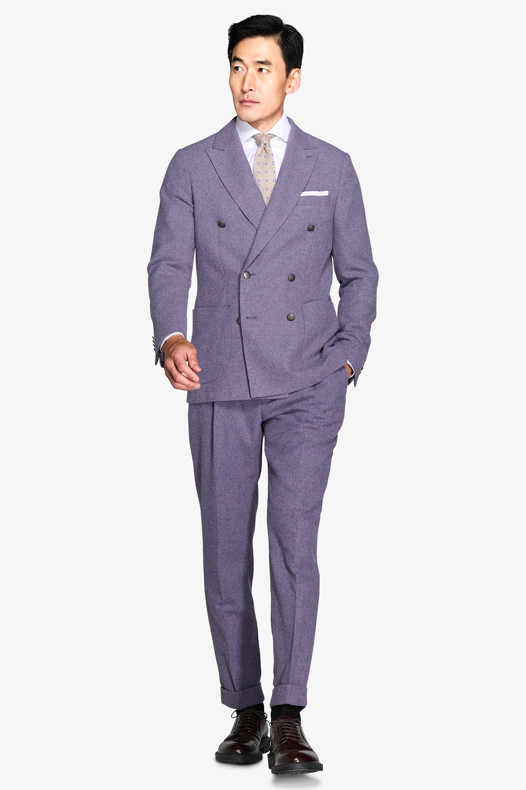 Giacca da abito doppiopetto flanella viola-Dan John