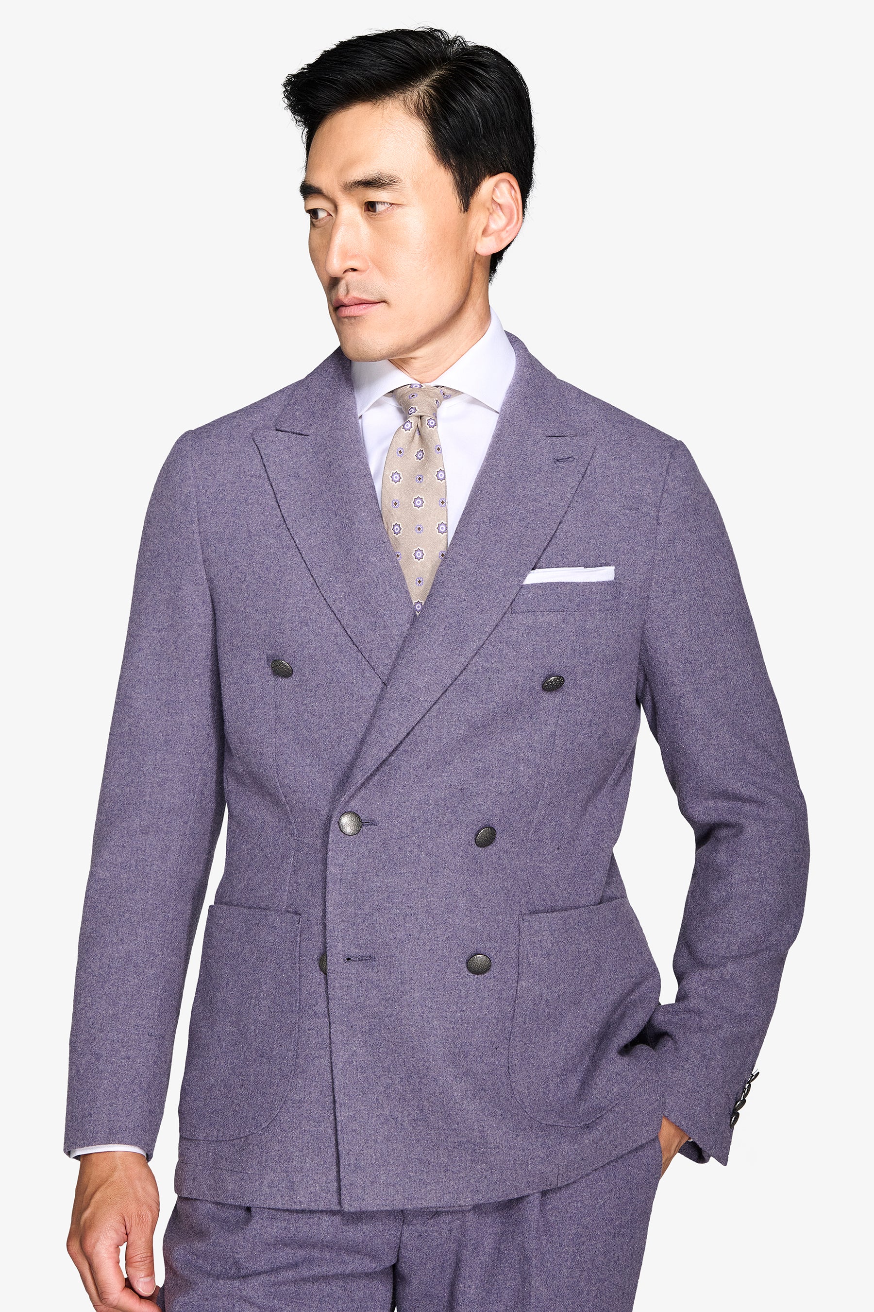 Giacca da abito doppiopetto flanella viola-Dan John