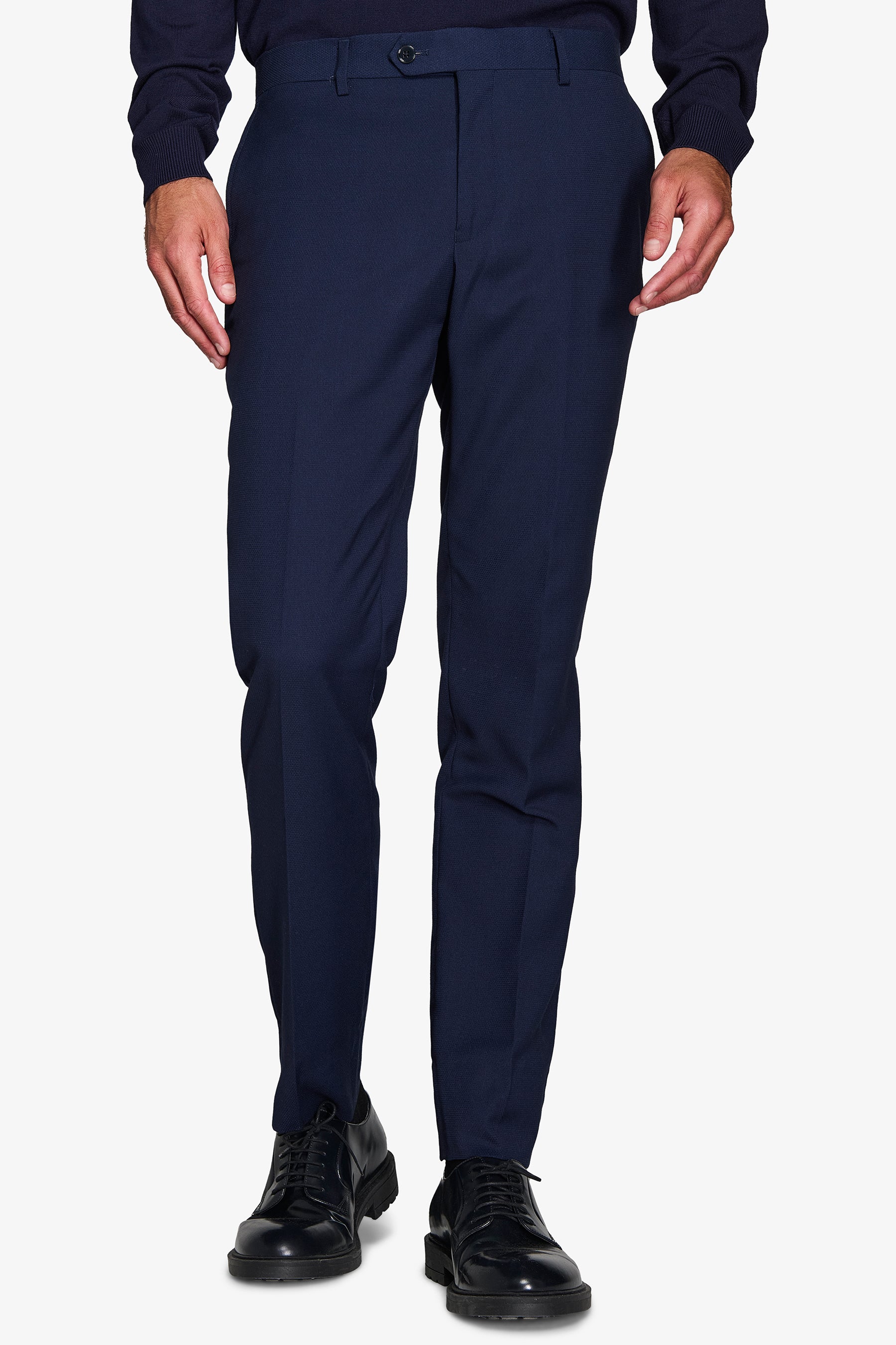Pantaloni da abito armaturati blu slim-Dan John