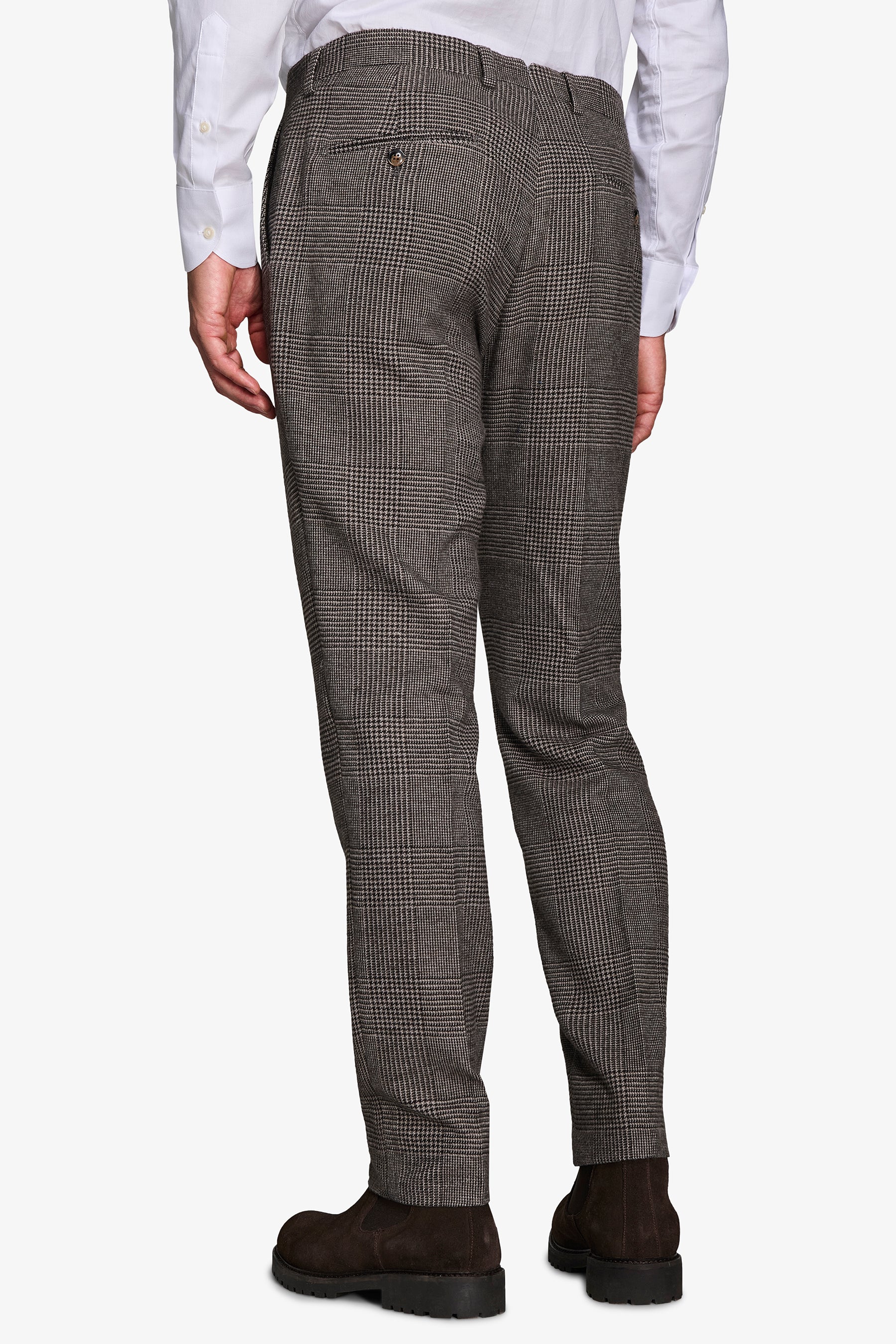 Pantaloni da abito Principe di Galles misto lana tortora-Dan John