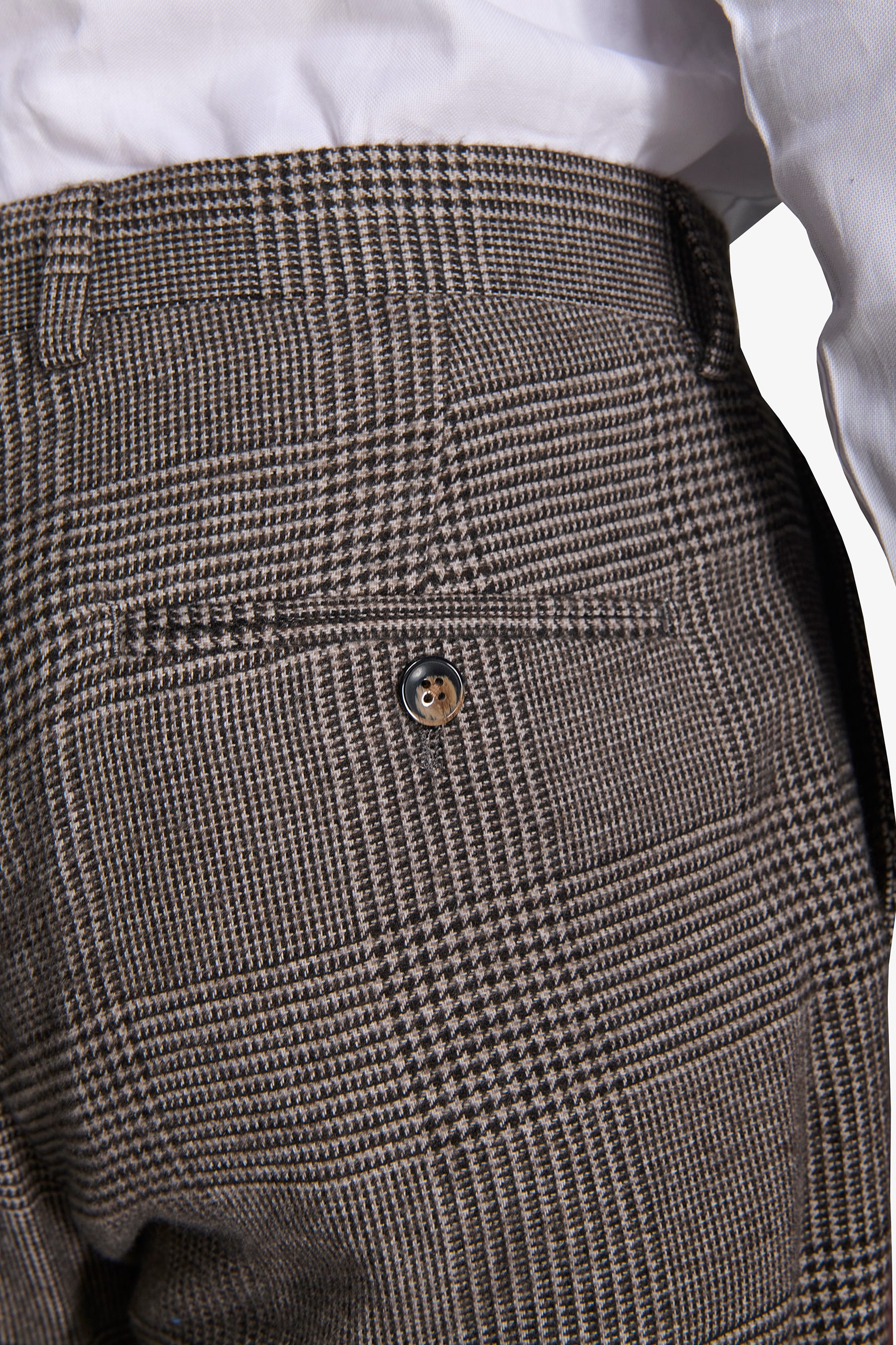 Pantaloni da abito Principe di Galles misto lana tortora-Dan John