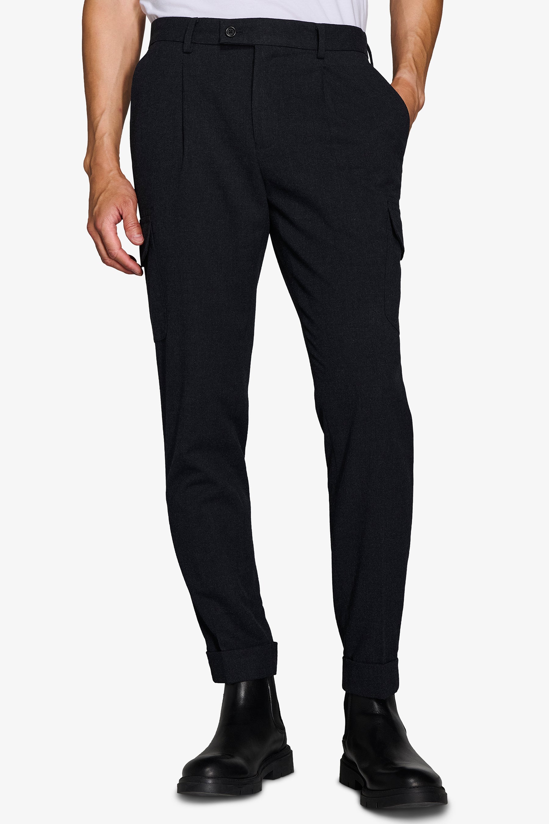 Pantaloni cargo flanella antracite-Dan John