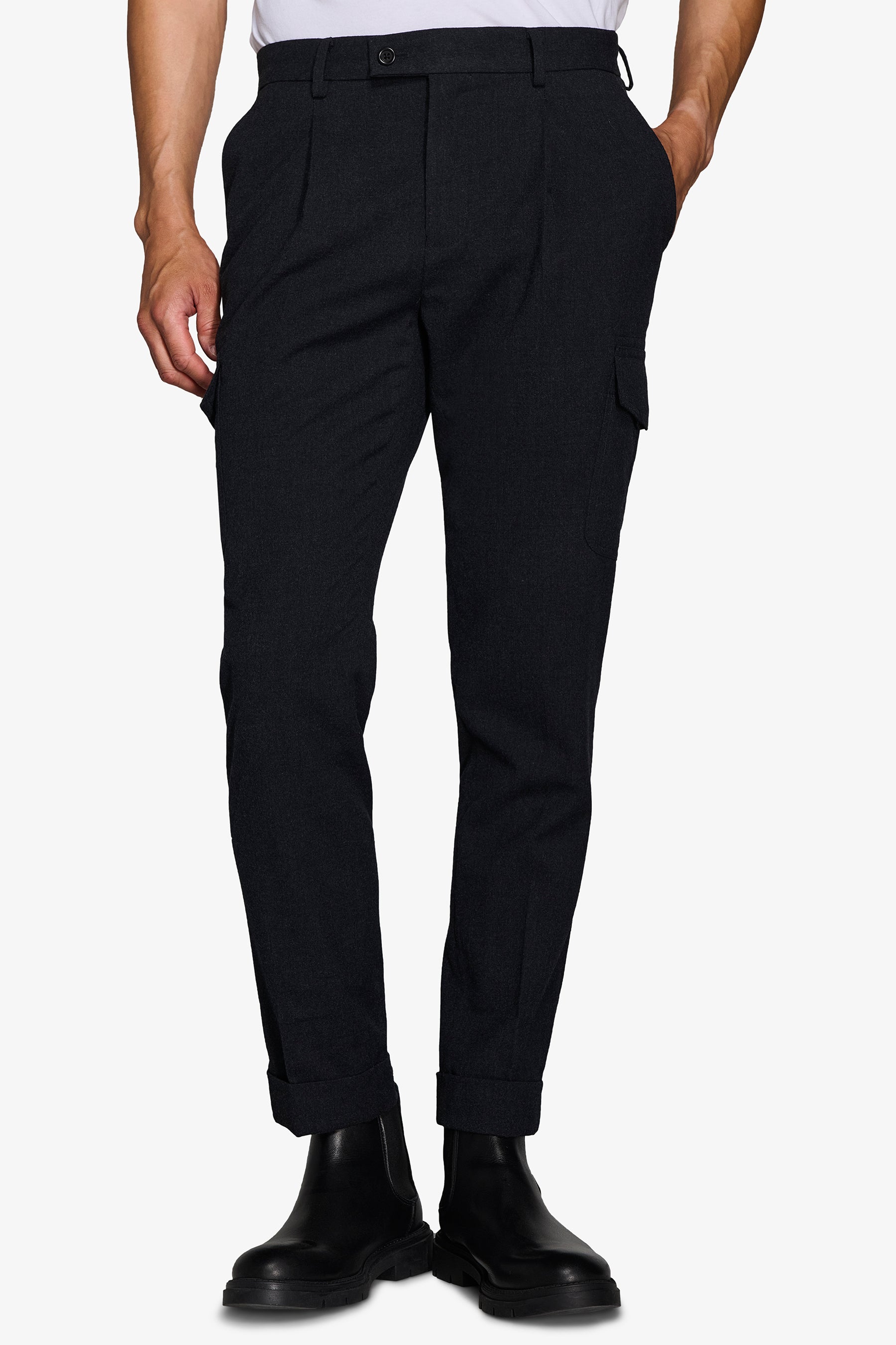 Pantaloni cargo flanella antracite-Dan John