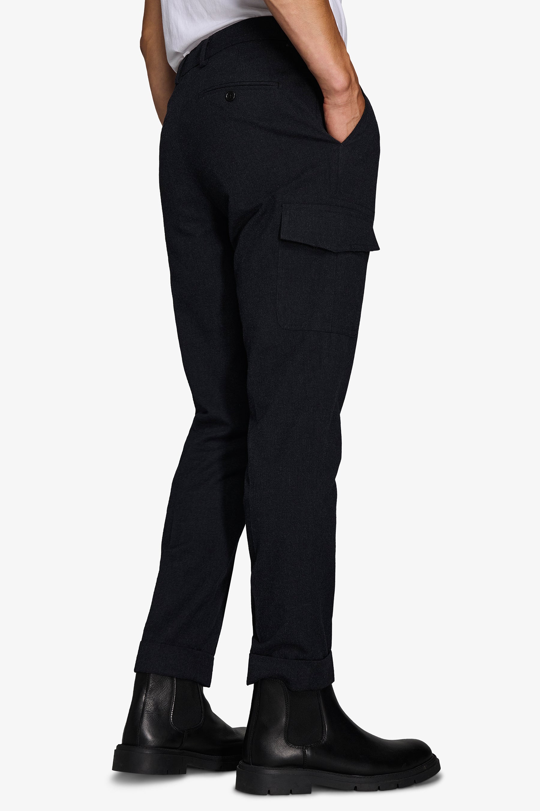 Pantaloni cargo flanella antracite-Dan John