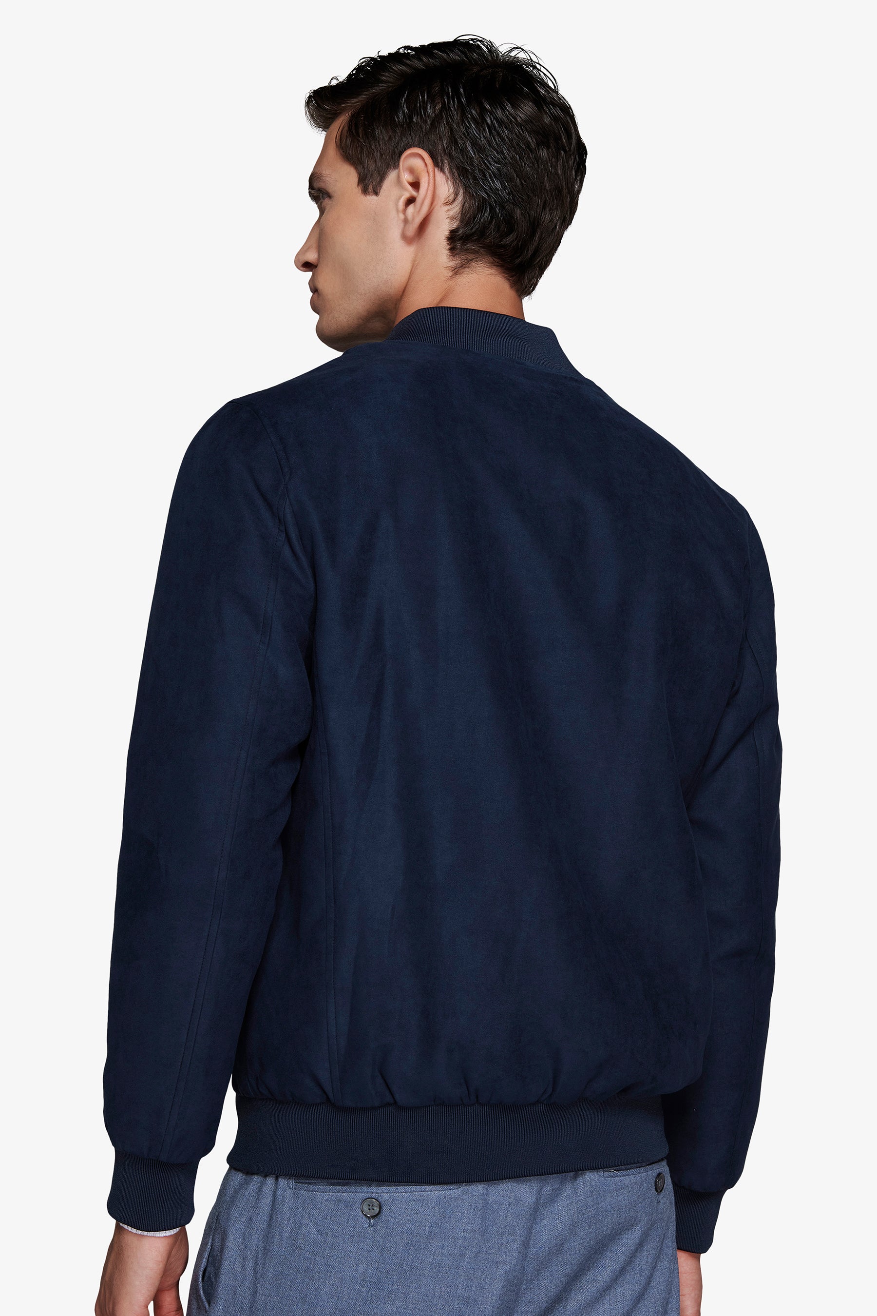 Bomber full zip in ecosuede avion