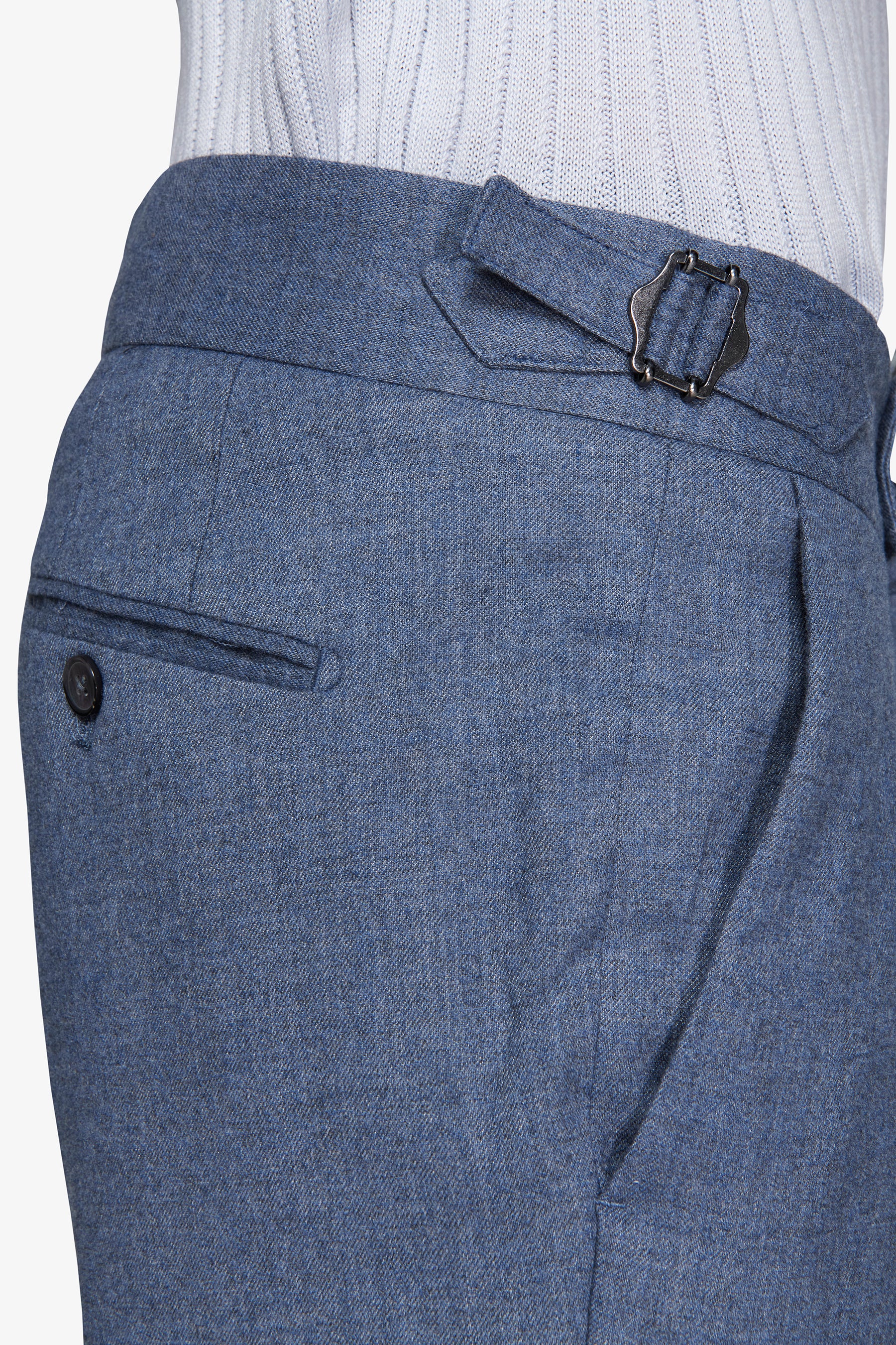 Pantalon effet flanelle bleu pastel