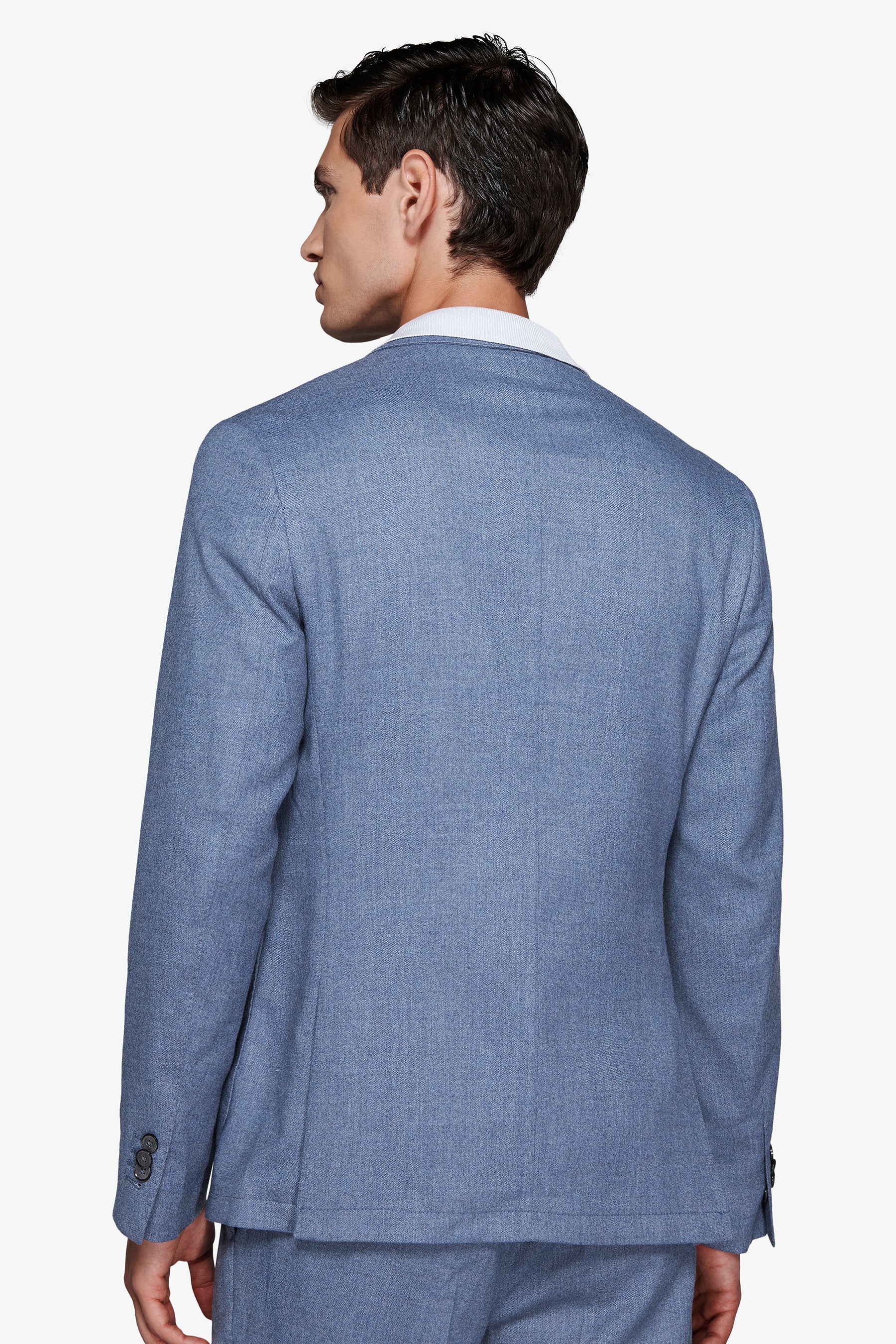 Powder blue flannel-effect blazer