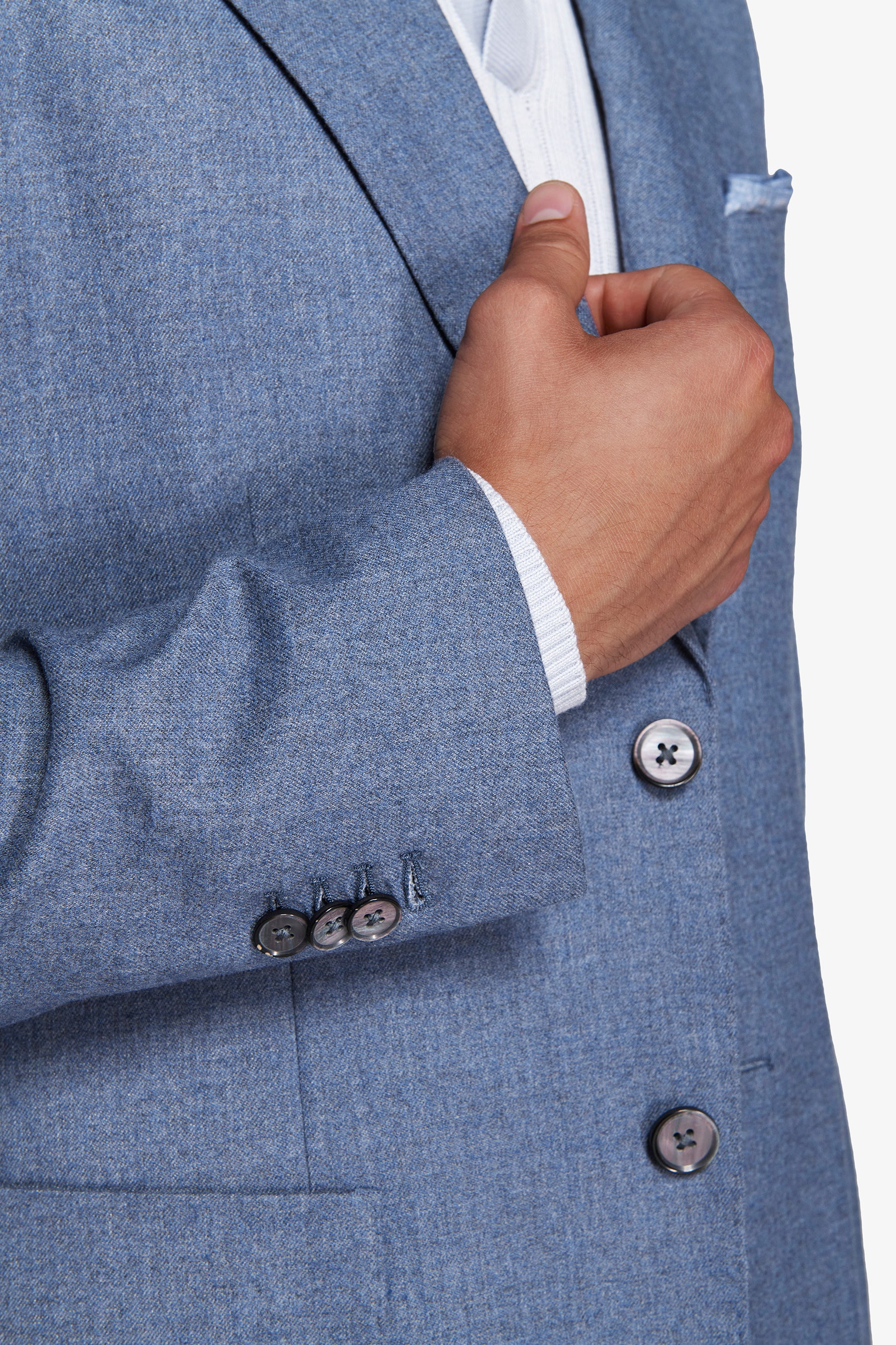 Powder blue flannel-effect blazer