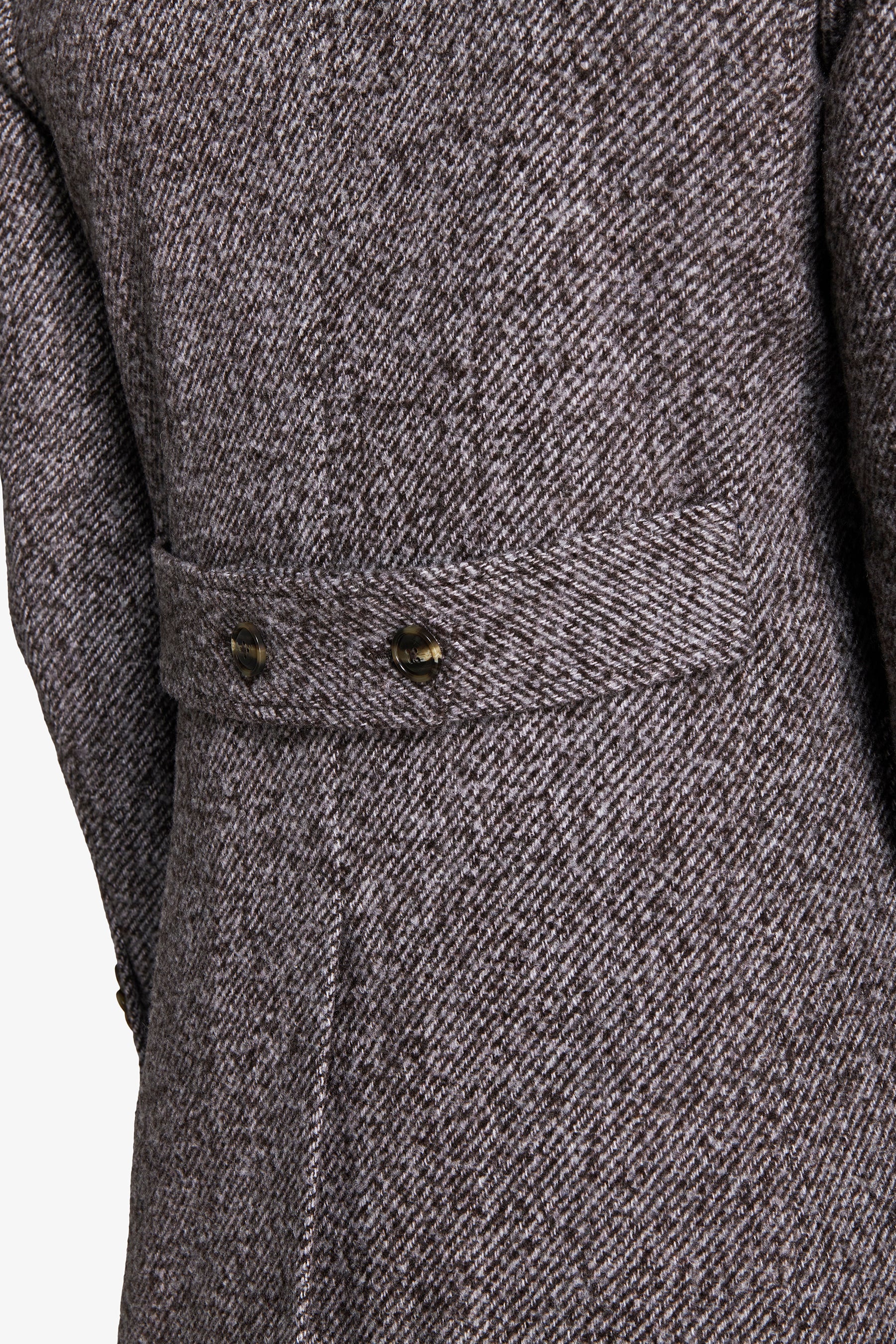 Cappotto doppiopetto tessuto diagonale tortora