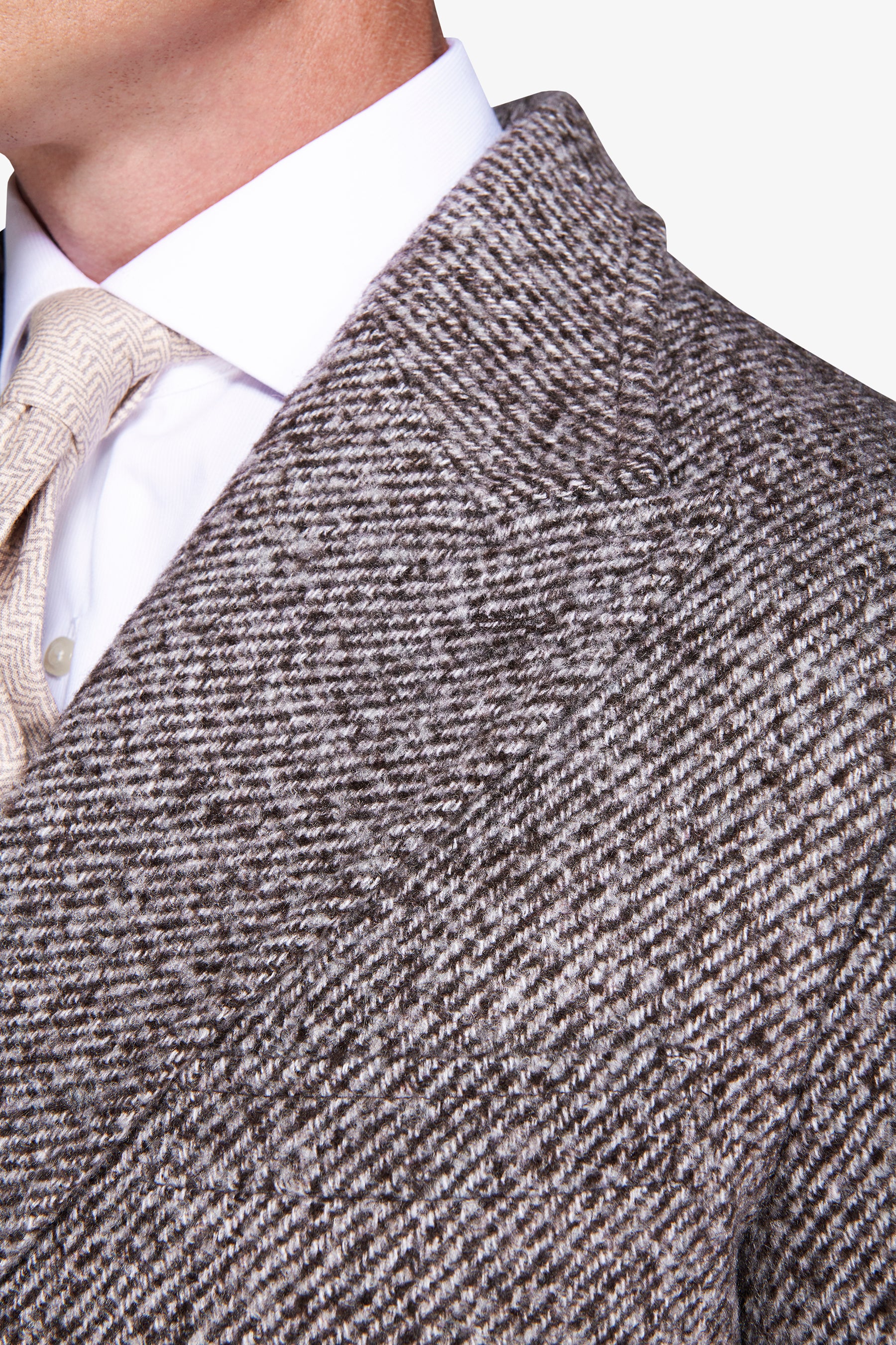 Cappotto doppiopetto tessuto diagonale tortora