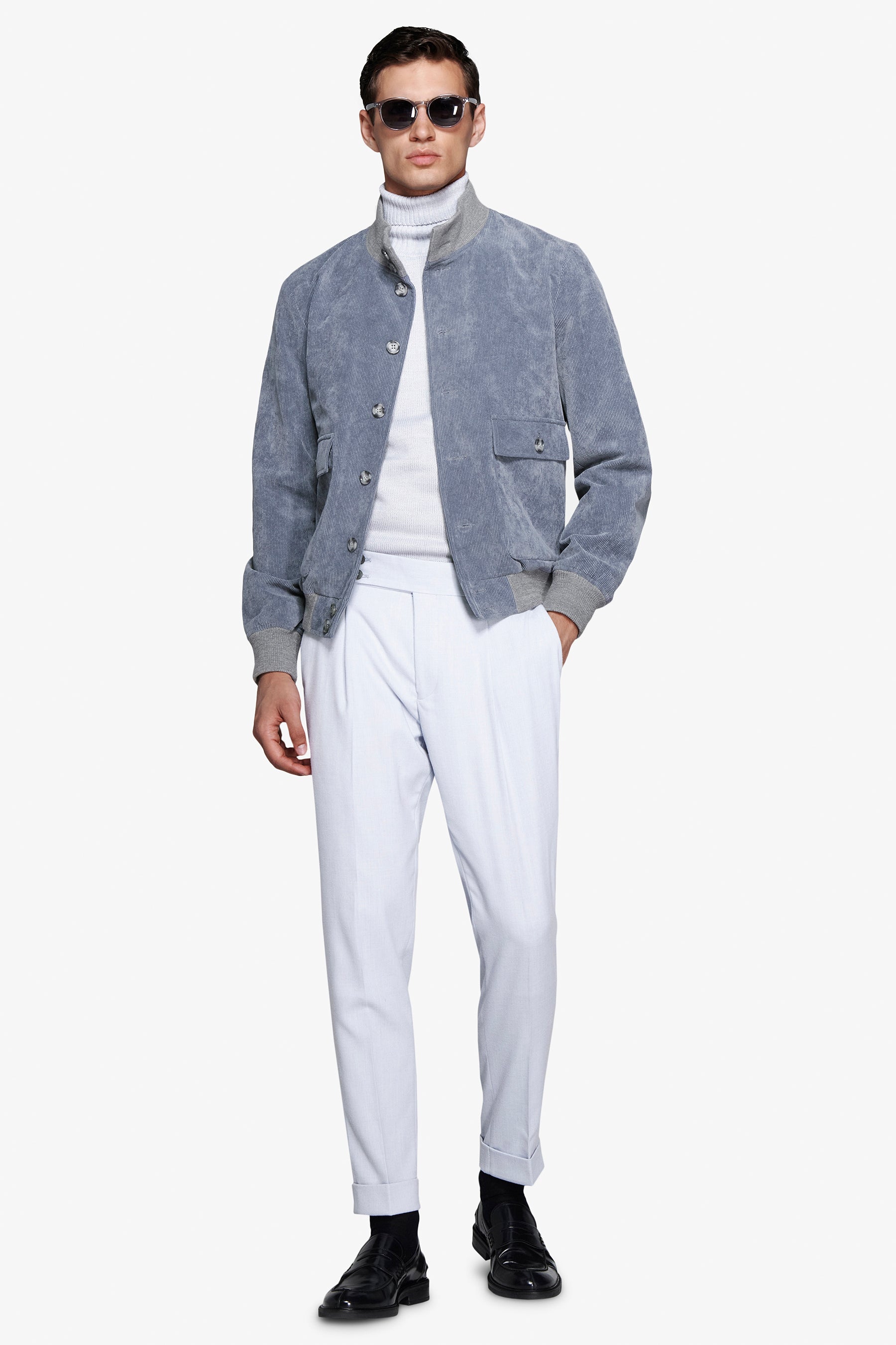 Bomber in velluto a coste carta da zucchero