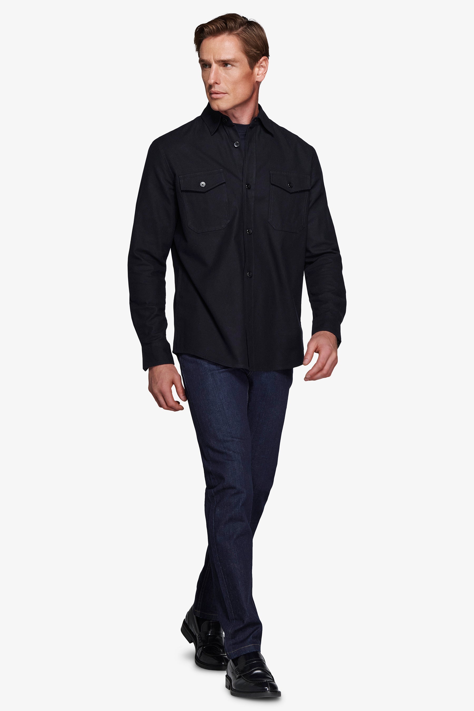 Overshirt effetto flanella blu-Dan John
