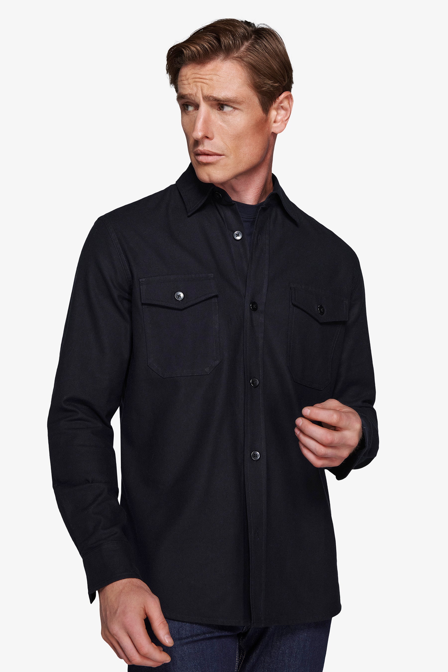 Overshirt effetto flanella blu-Dan John