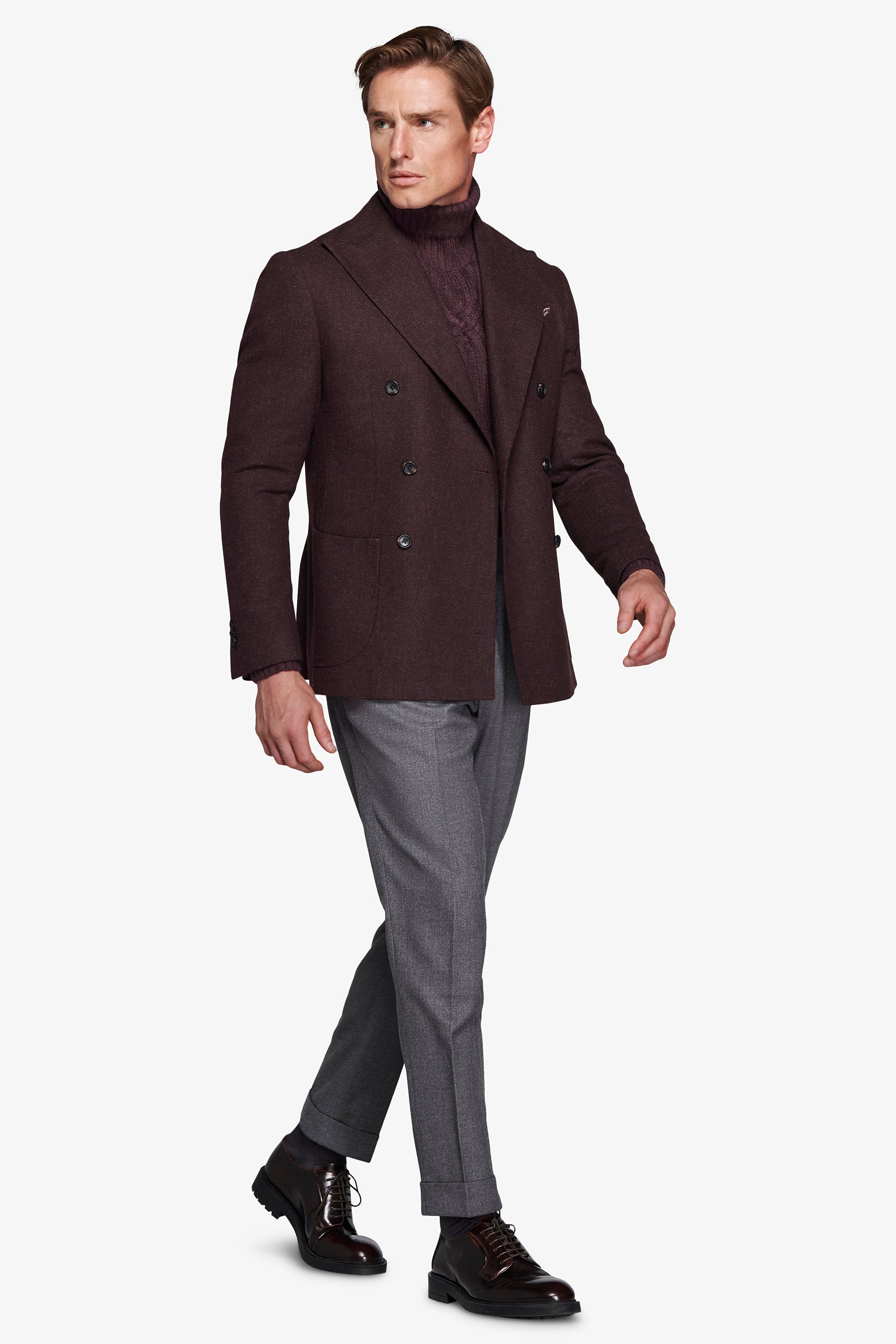 Giacca doppiopetto effetto flanella bordeaux