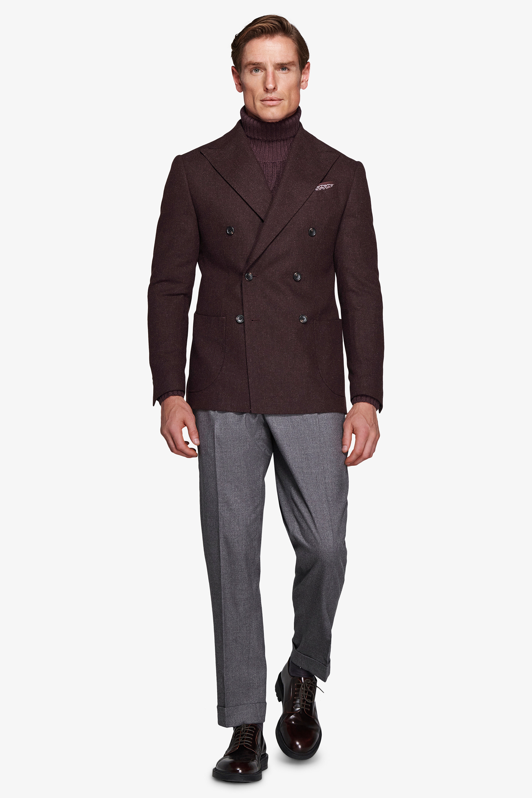 Giacca doppiopetto effetto flanella bordeaux-Dan John