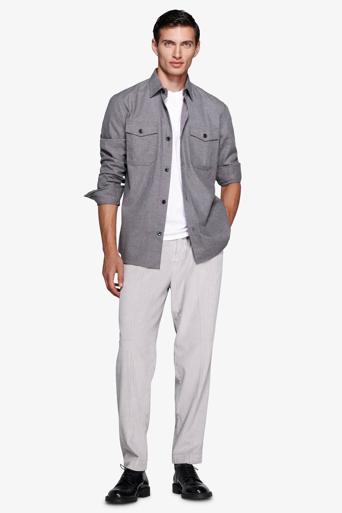 Overshirt in cotone grigio