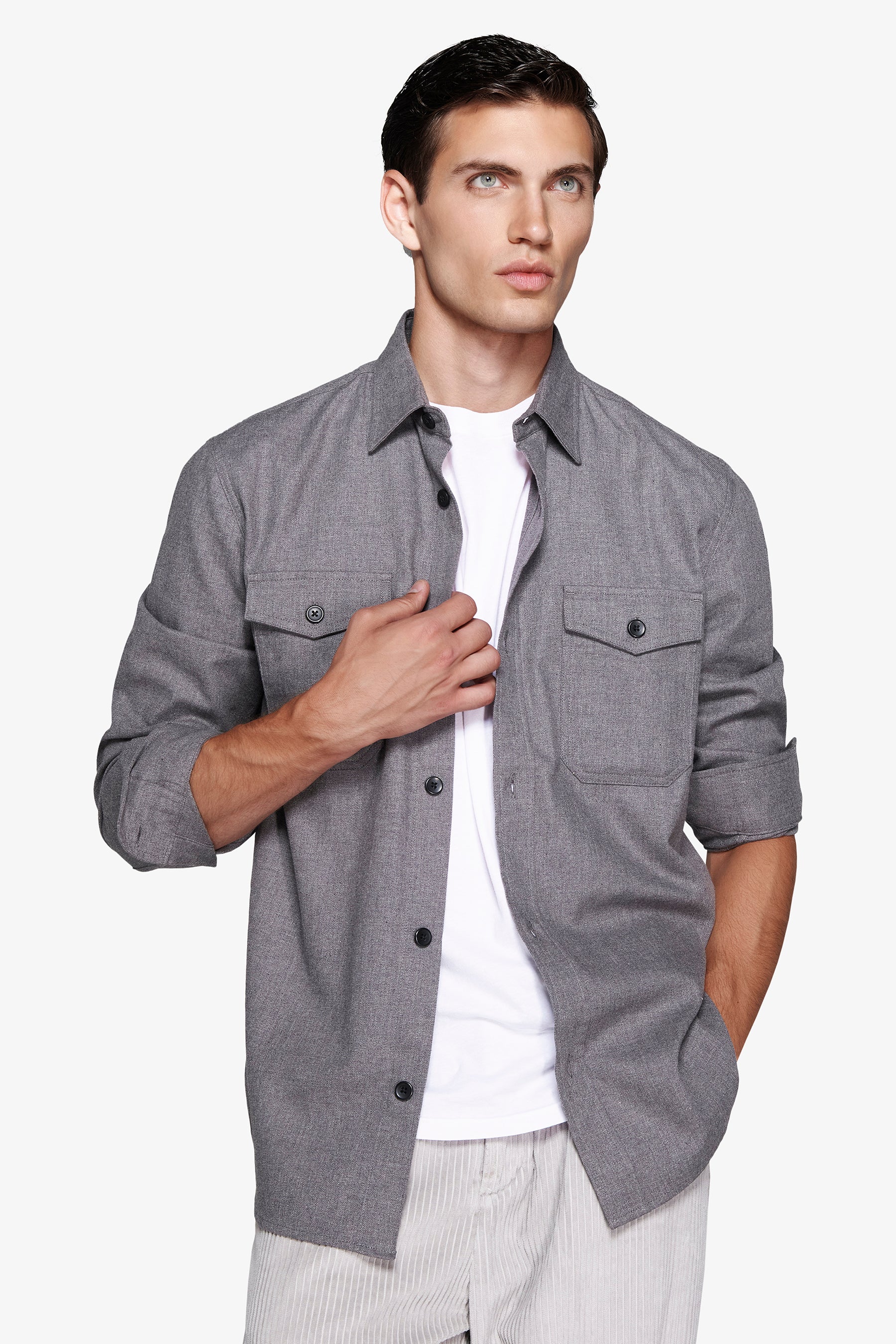 Overshirt in cotone grigio