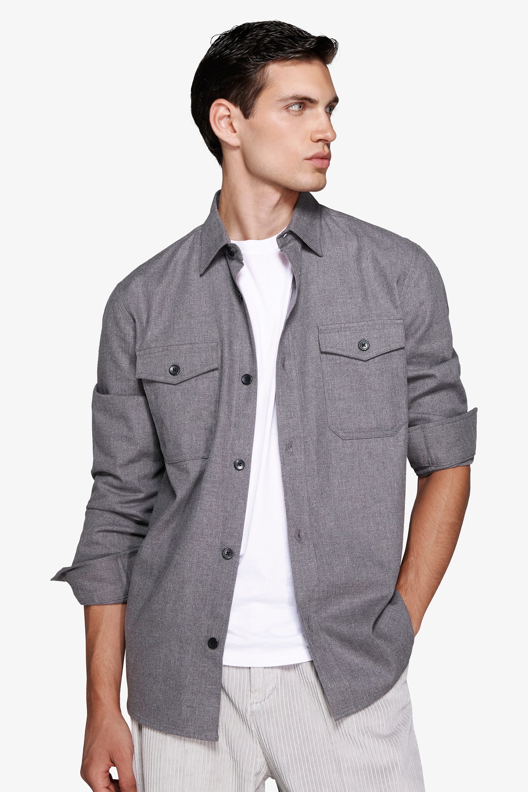 Overshirt in cotone grigio