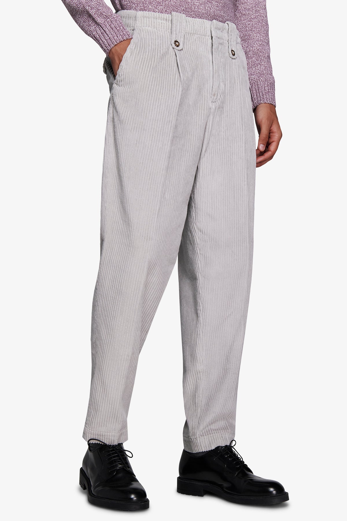 Samthose mit breitem Rippmuster DNJ in Grau