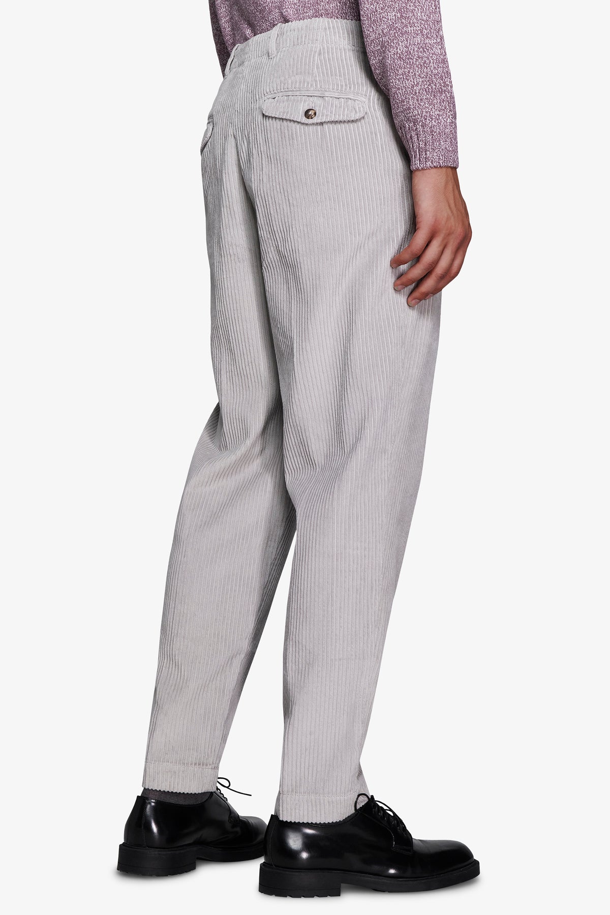Samthose mit breitem Rippmuster DNJ in Grau