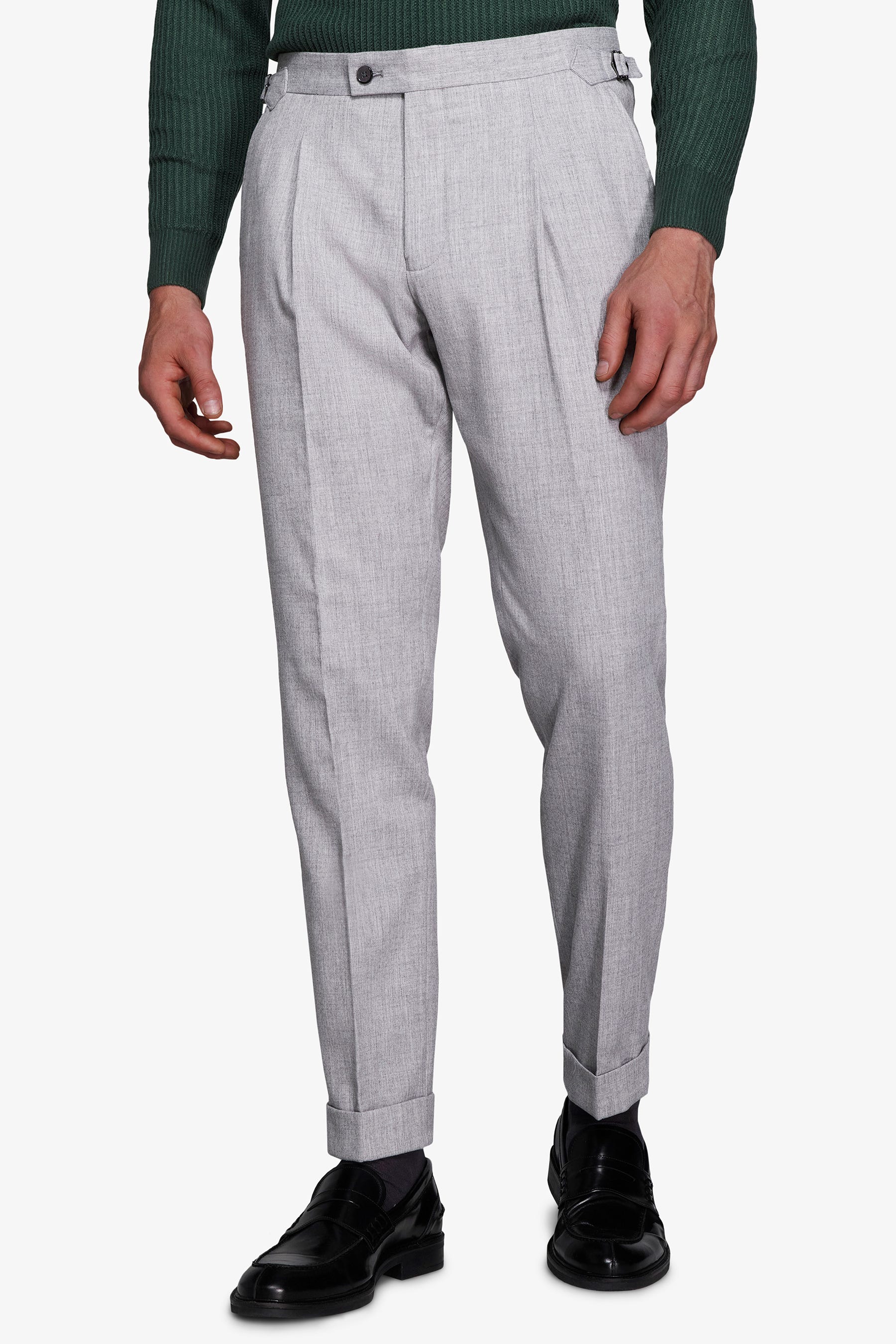 Pantaloni effetto flanella grigio chiaro-Dan John