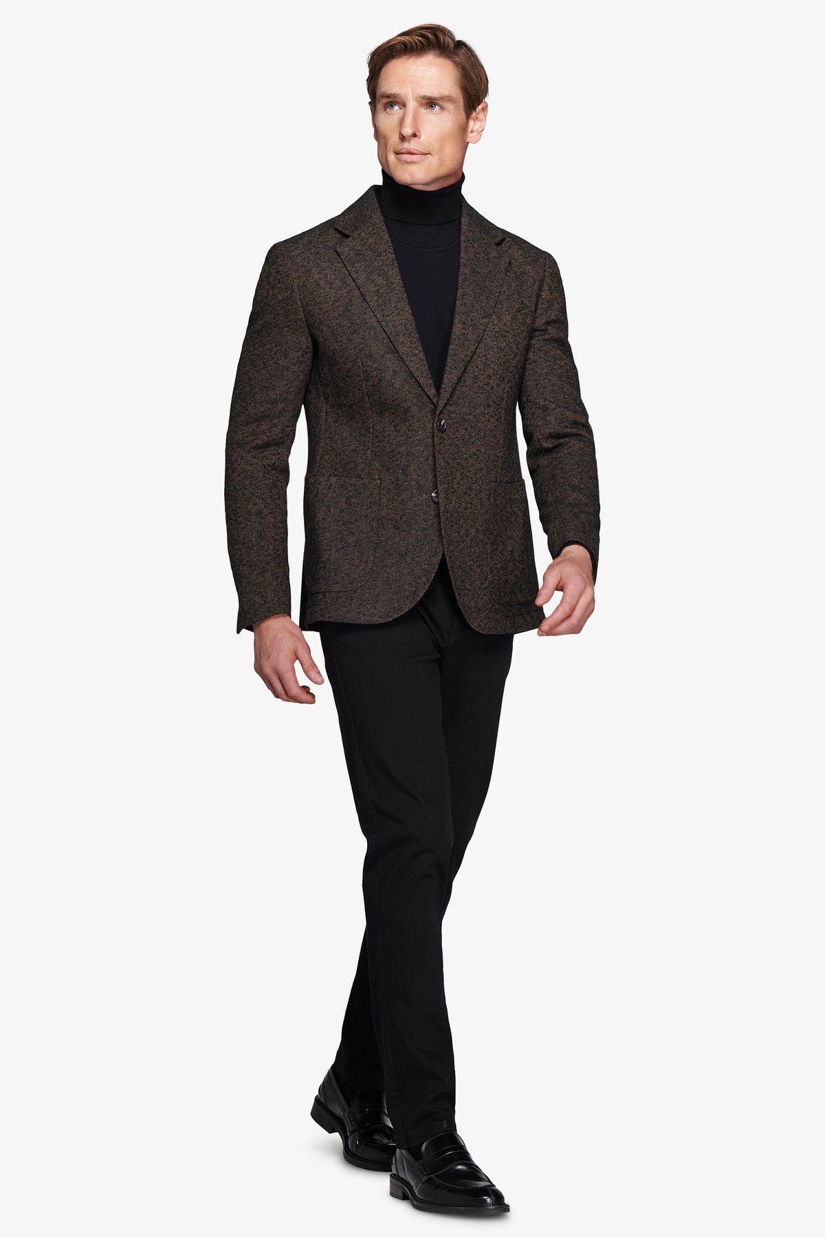 Giacca misto lana Herringbone moro