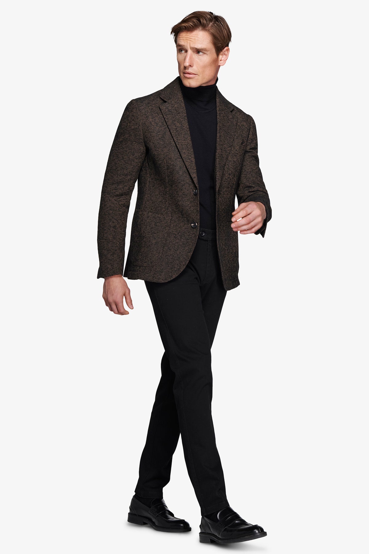Giacca misto lana Herringbone moro