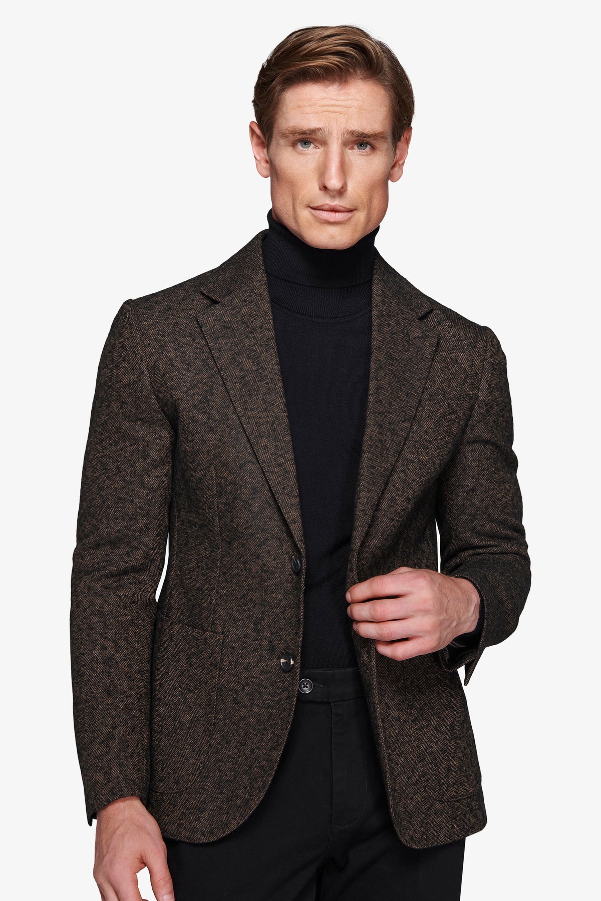 Giacca misto lana Herringbone moro