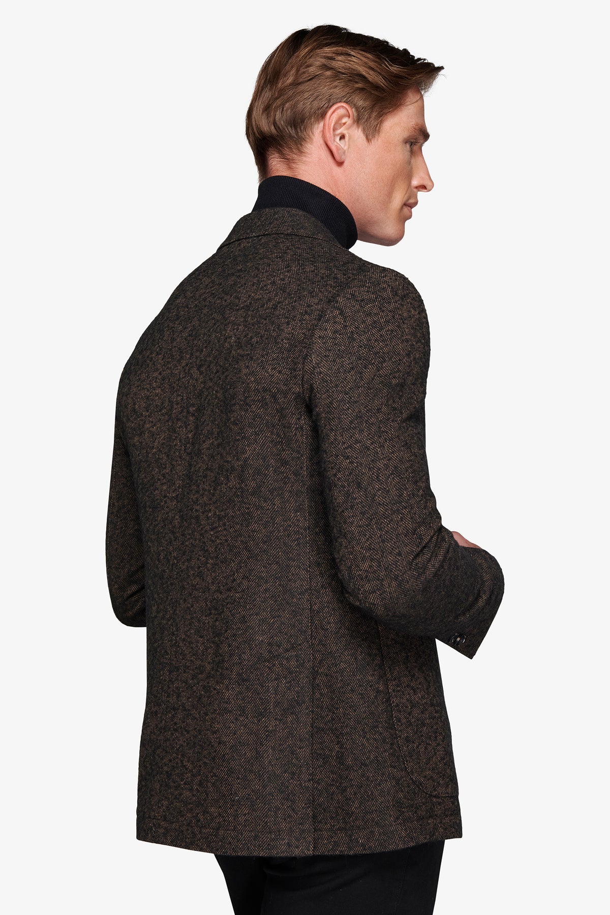 Giacca misto lana Herringbone moro