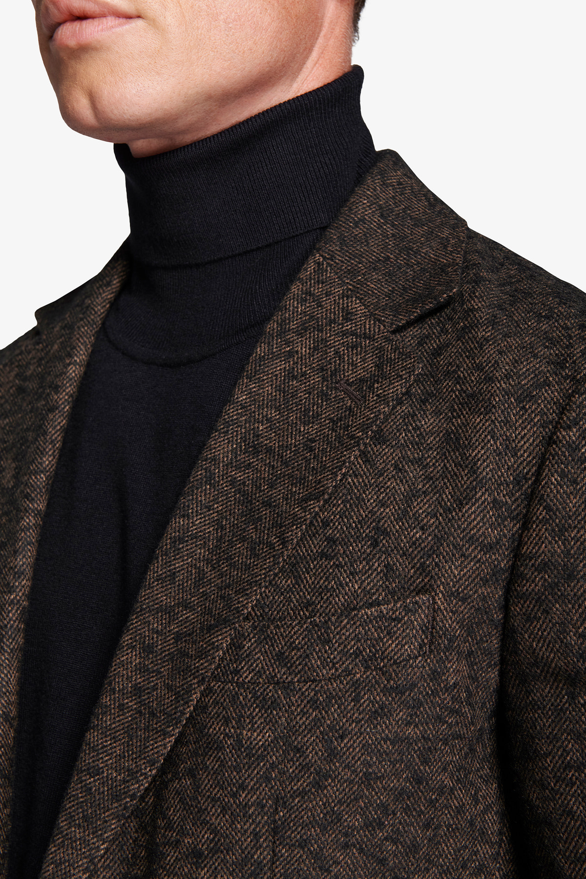 Giacca misto lana Herringbone moro