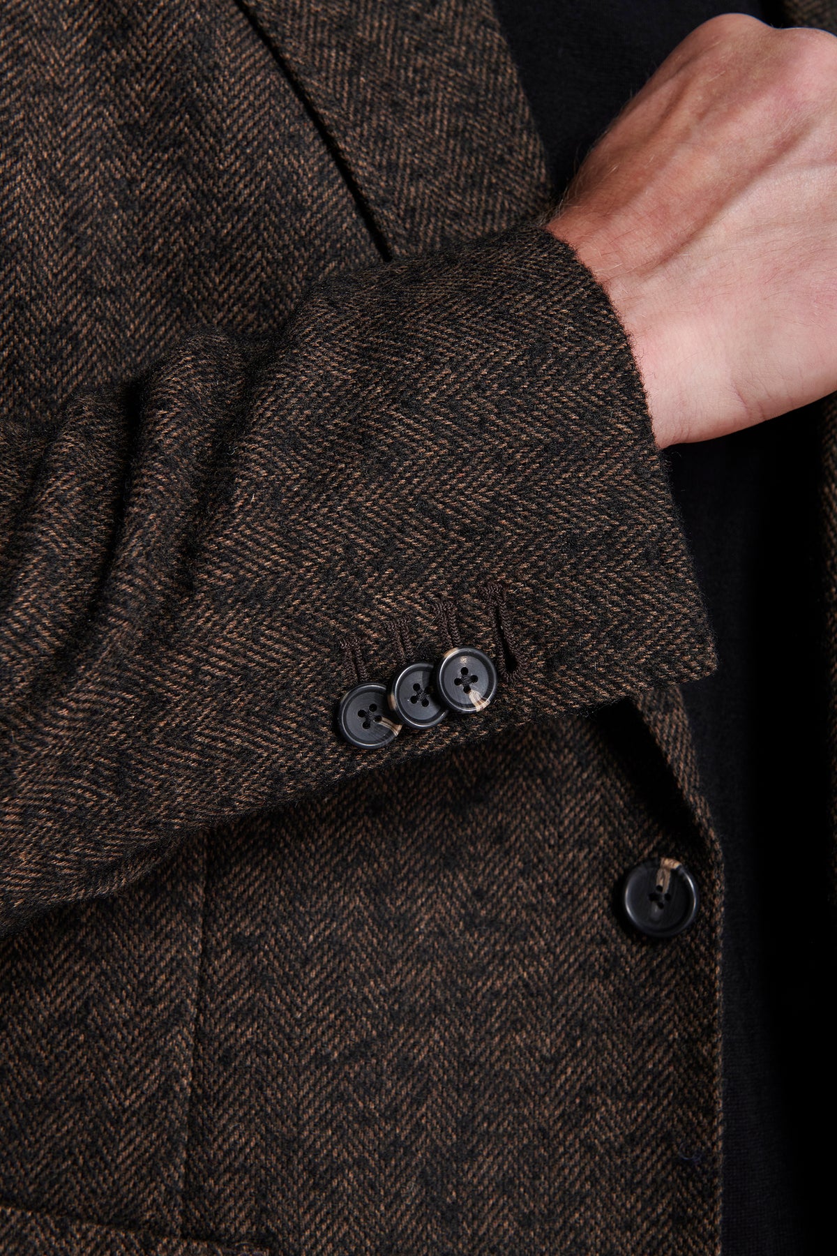 Giacca misto lana Herringbone moro