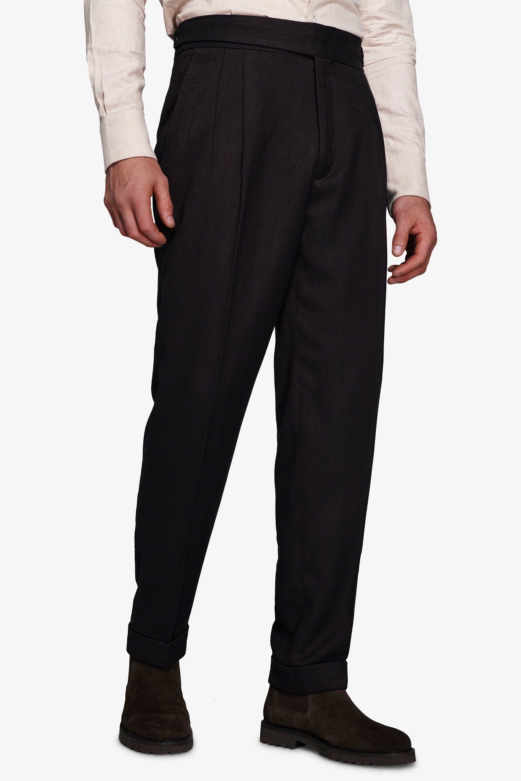 Hose im Flanell-Look gerade geschnitten in Dunkelbraun