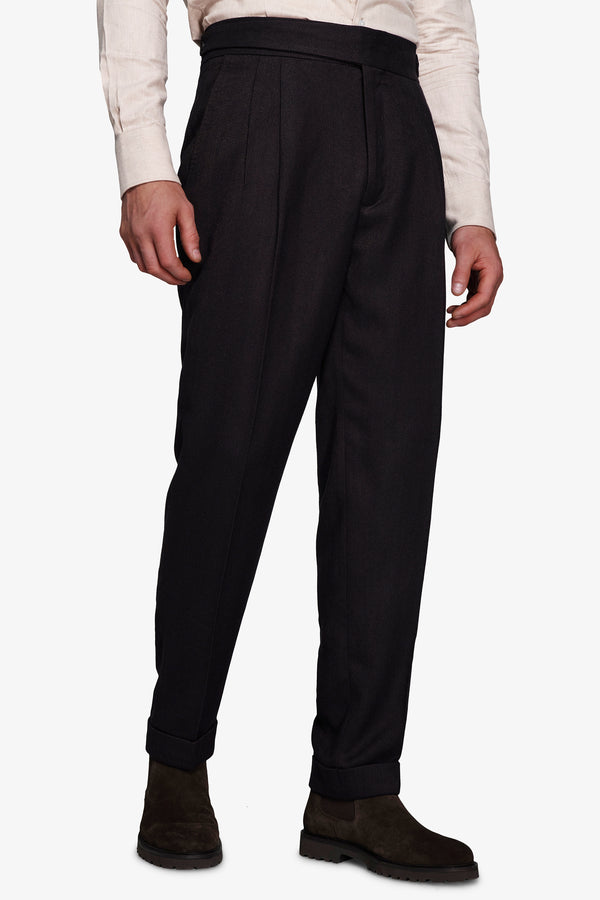 Pantaloni doppia pinces straight moro