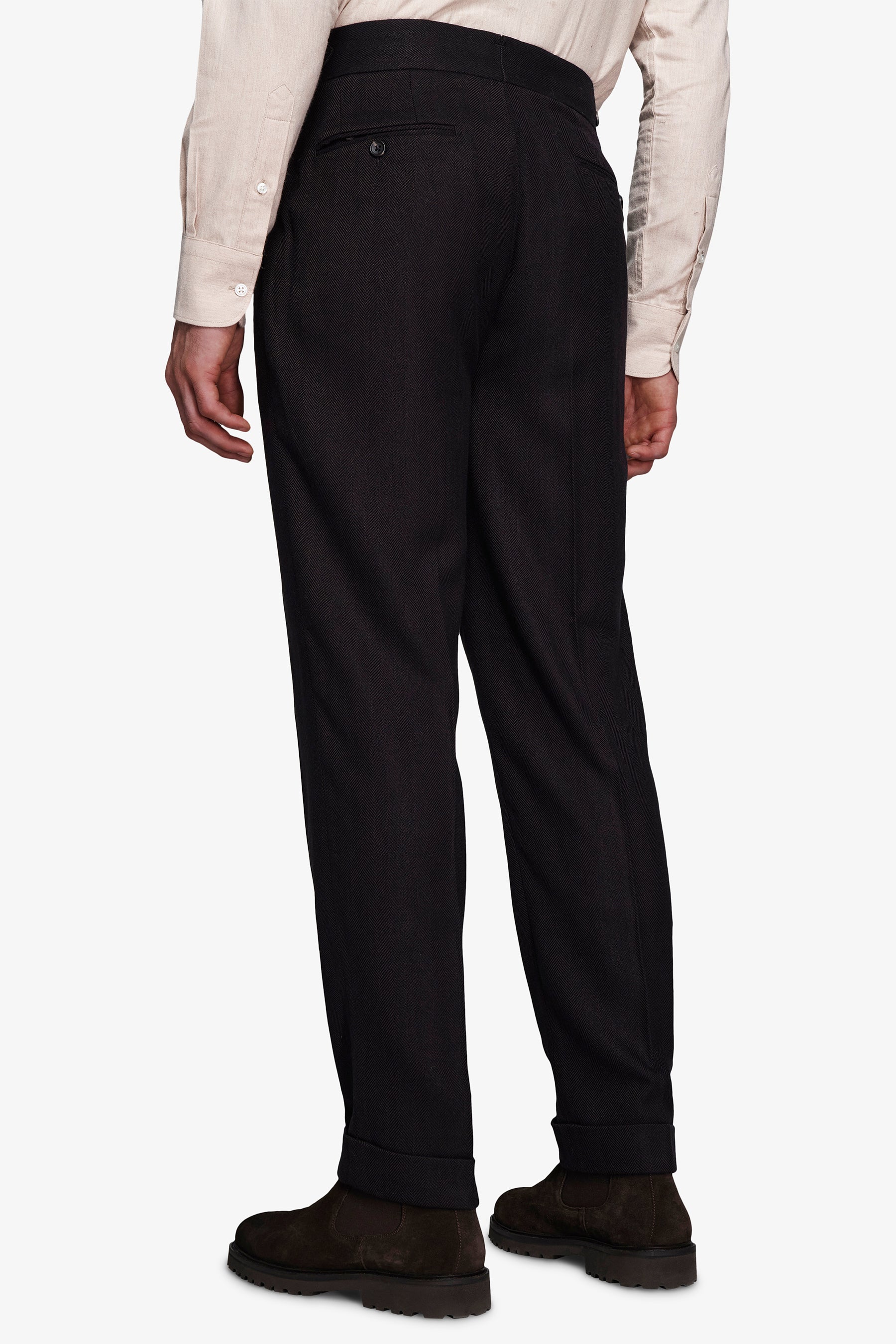 Hose im Flanell-Look gerade geschnitten in Dunkelbraun