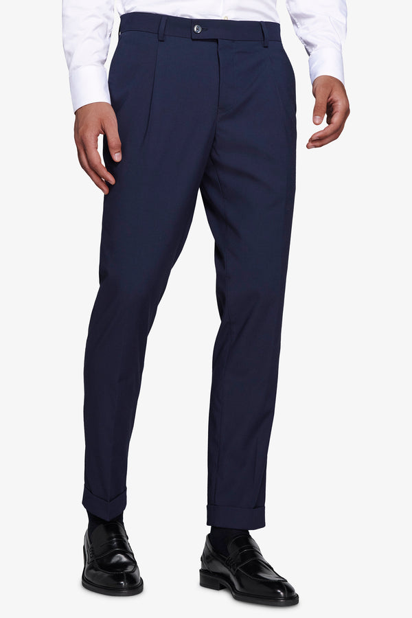 Pantaloni classici con pinces blu-Dan John