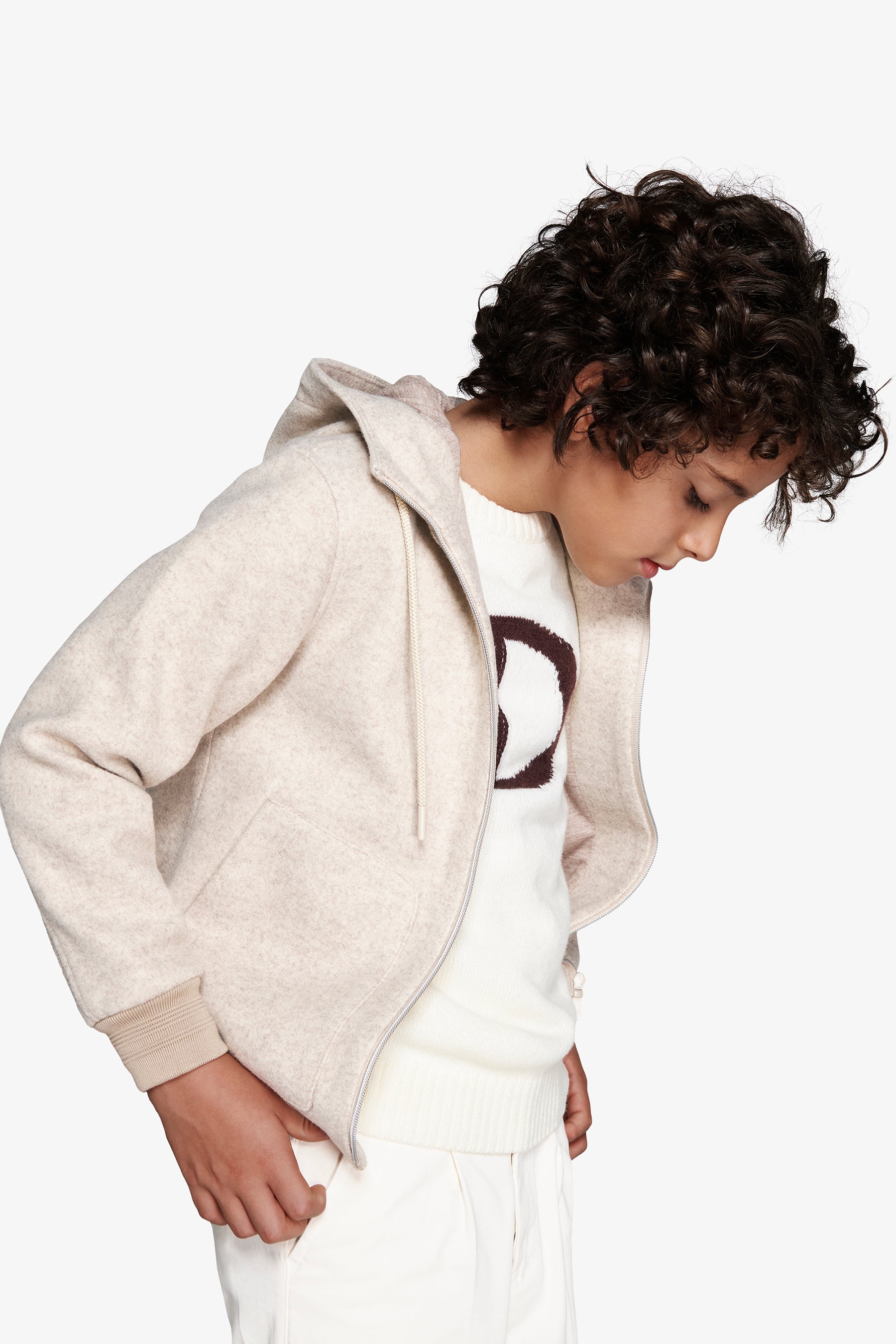 KIDS Beige flannel effect bomber jacket