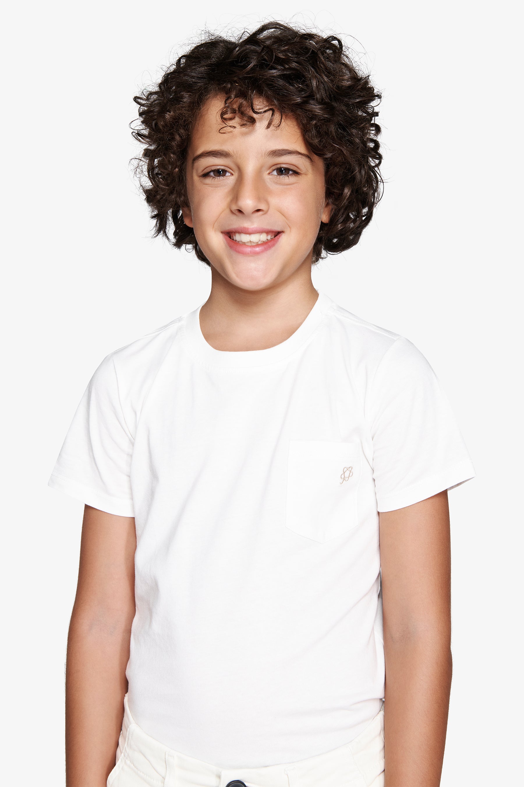T-shirt basic con taschino off white Kids