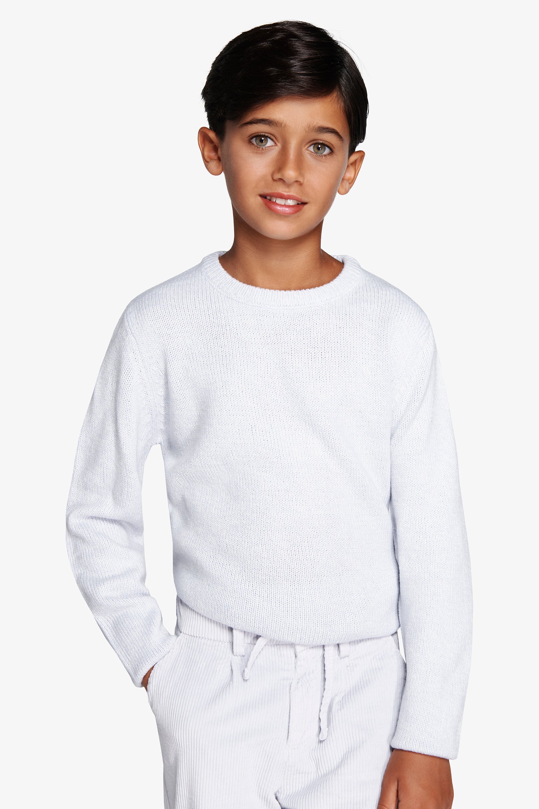 Maglia girocollo mouline' celeste Kids