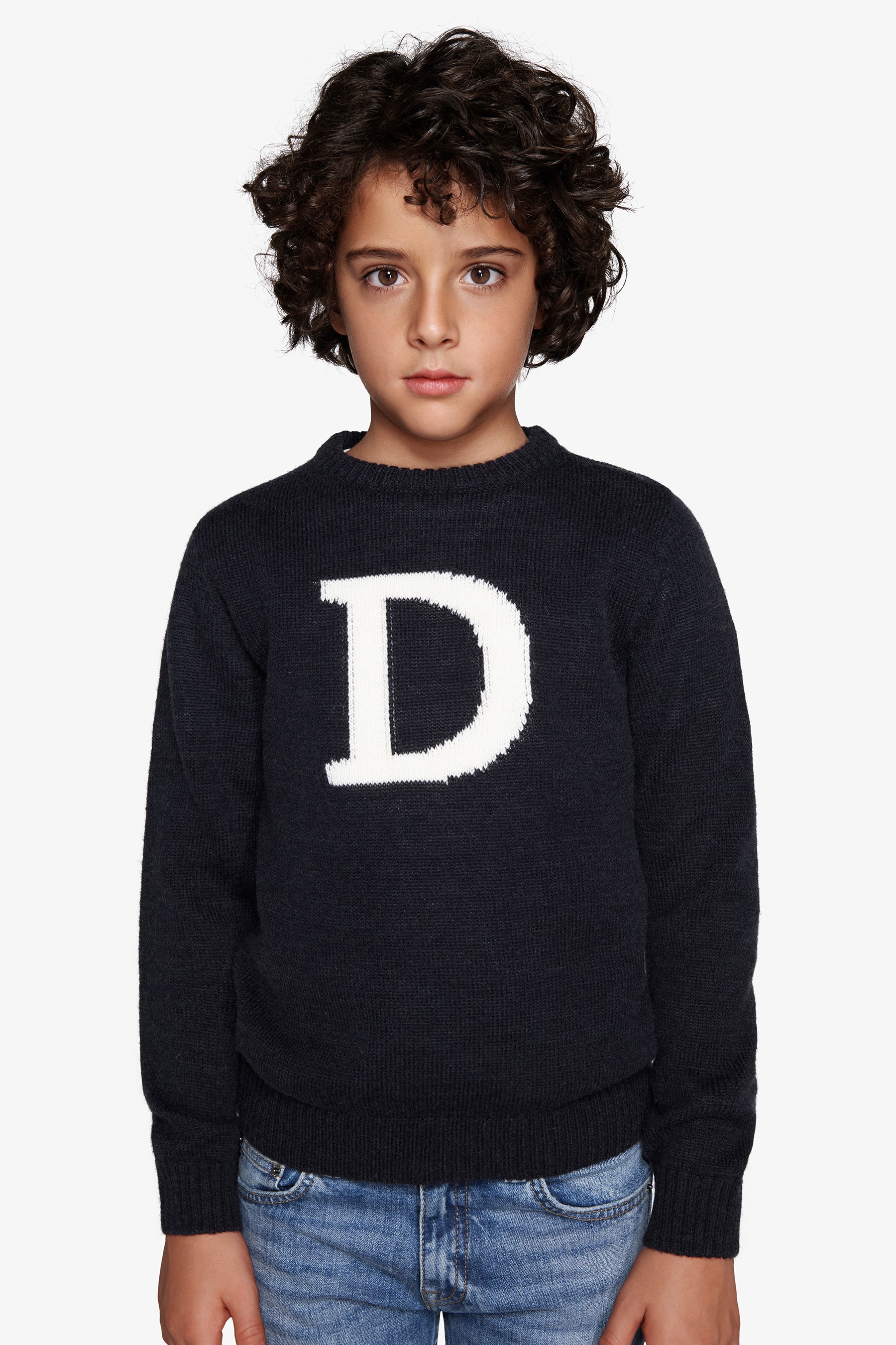 Maglia girocollo logo blu Kids