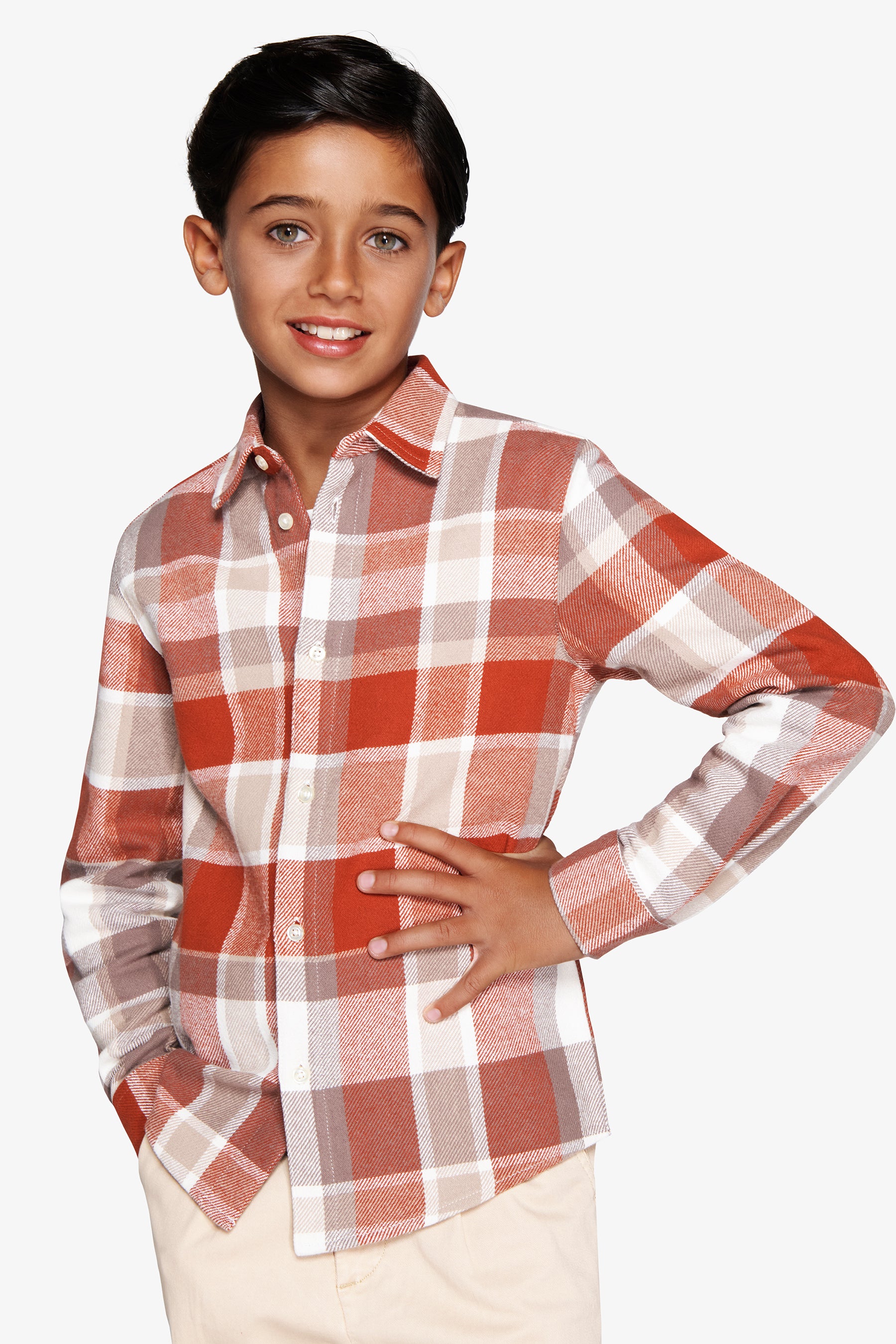 Camicia check arancio Kids