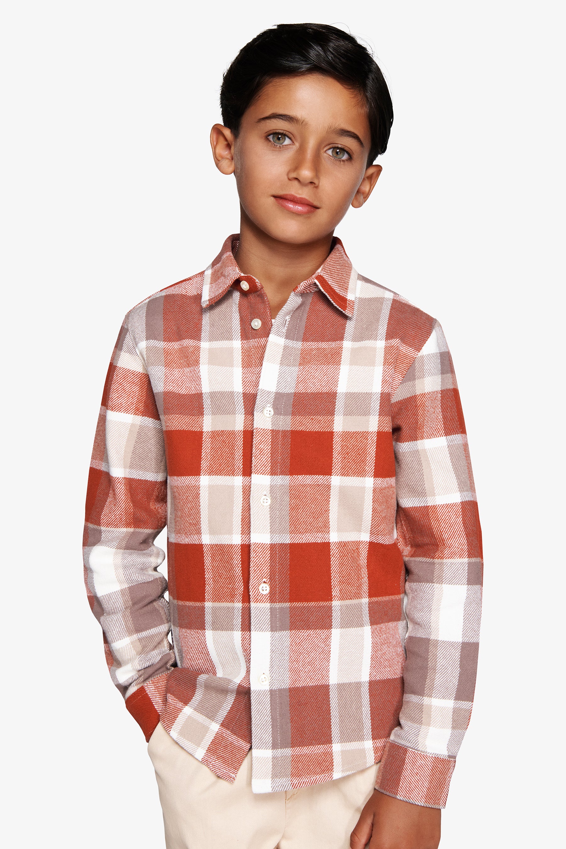 Camicia check arancio Kids