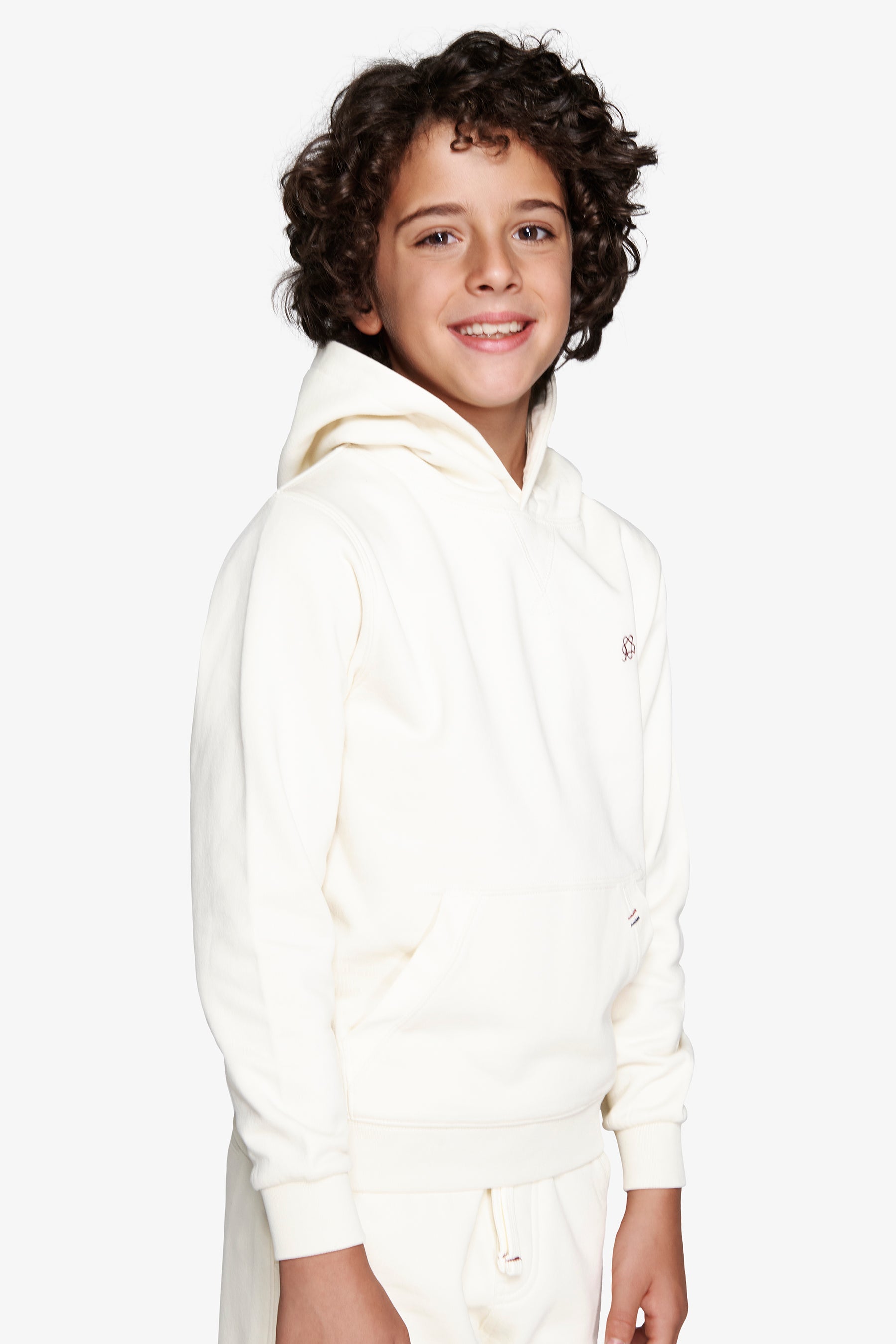 Felpa con cappuccio basic panna Kids