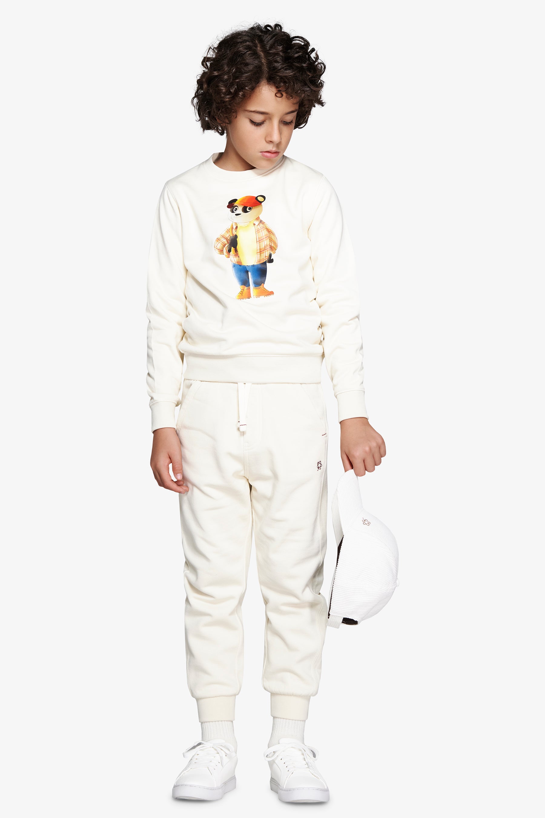 Felpa girocollo con stampa panna Kids