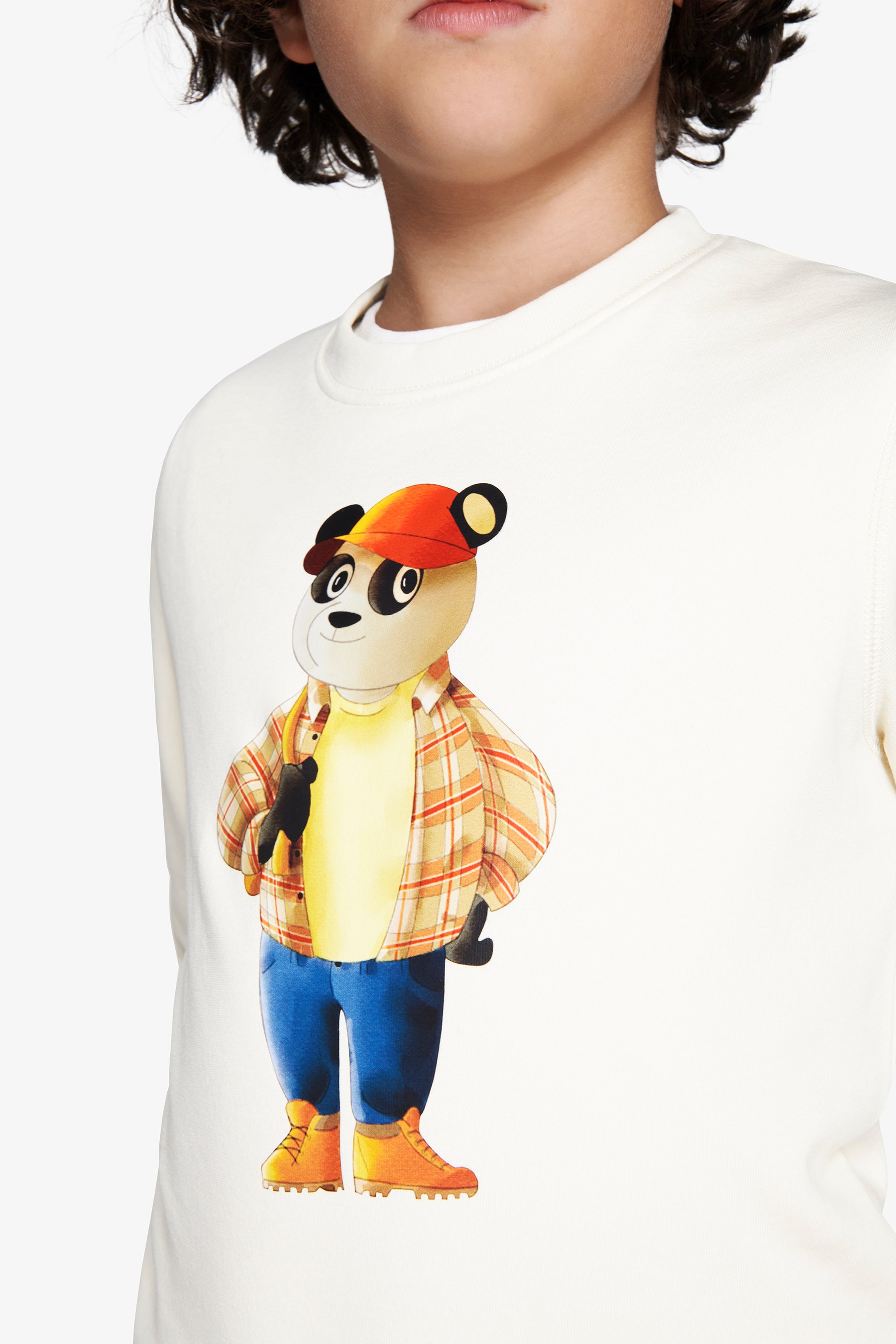 Felpa girocollo con stampa panna Kids