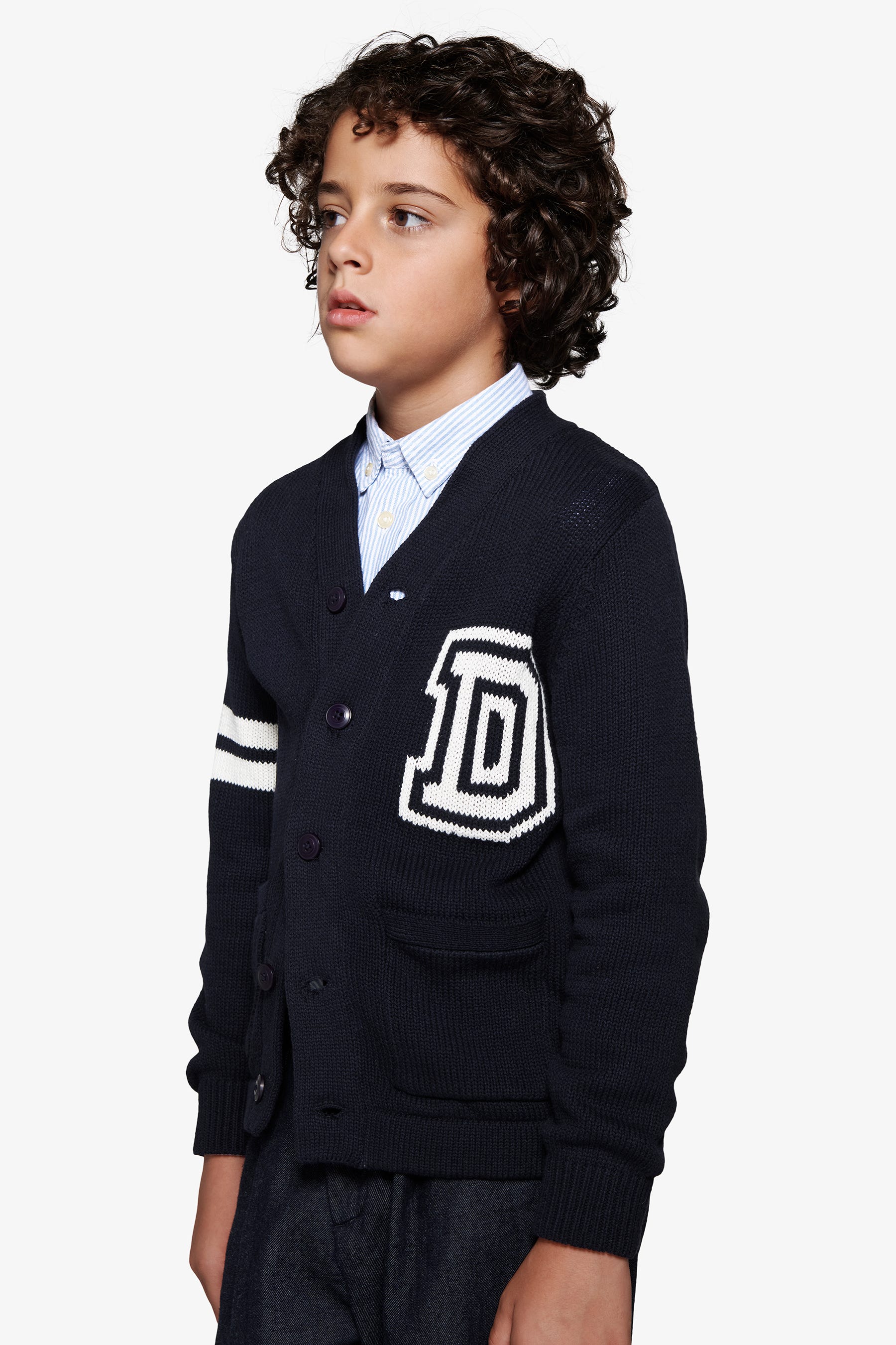 Cardigan scollo a V blu Kids-Dan John