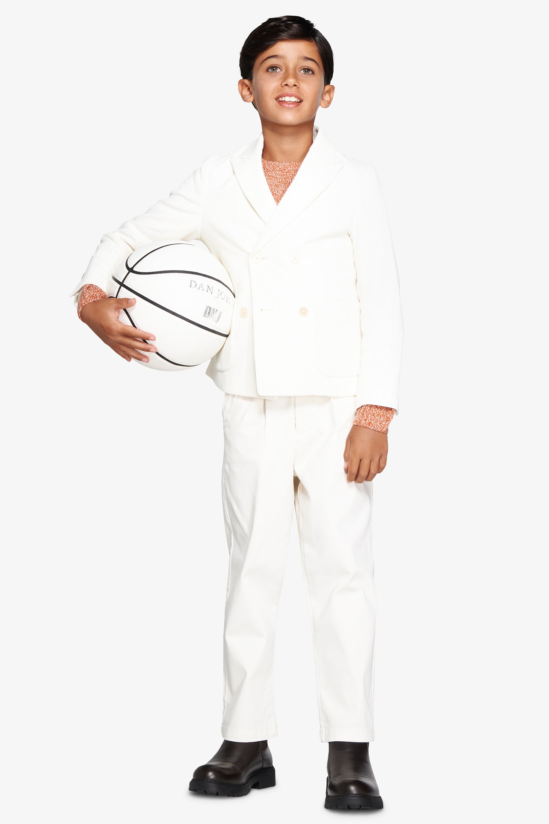 Giacca doppiopetto in jersey a coste panna Kids